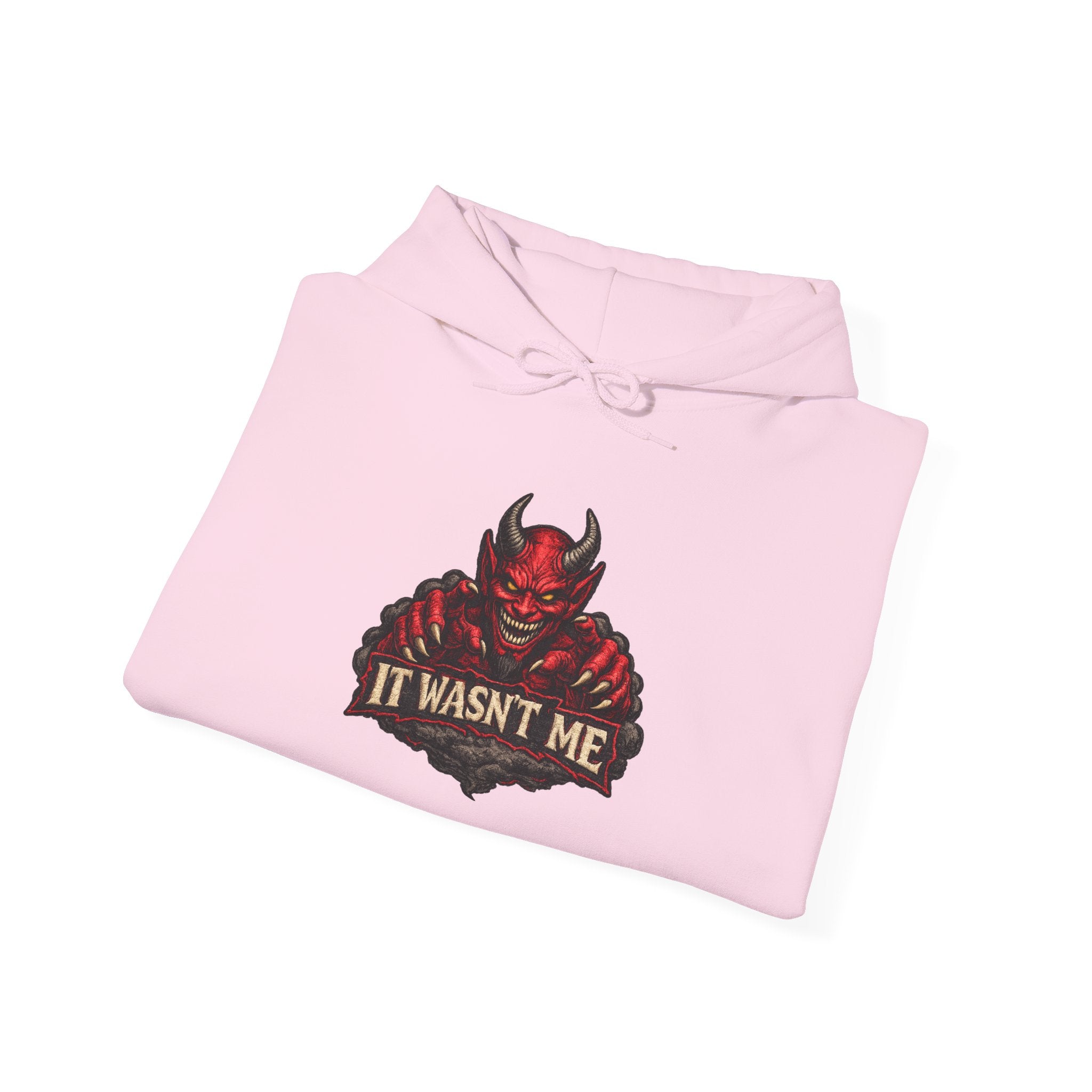 Devil Graphic Hoodie — "It Wasn't Me" Funny Devil Pullover
