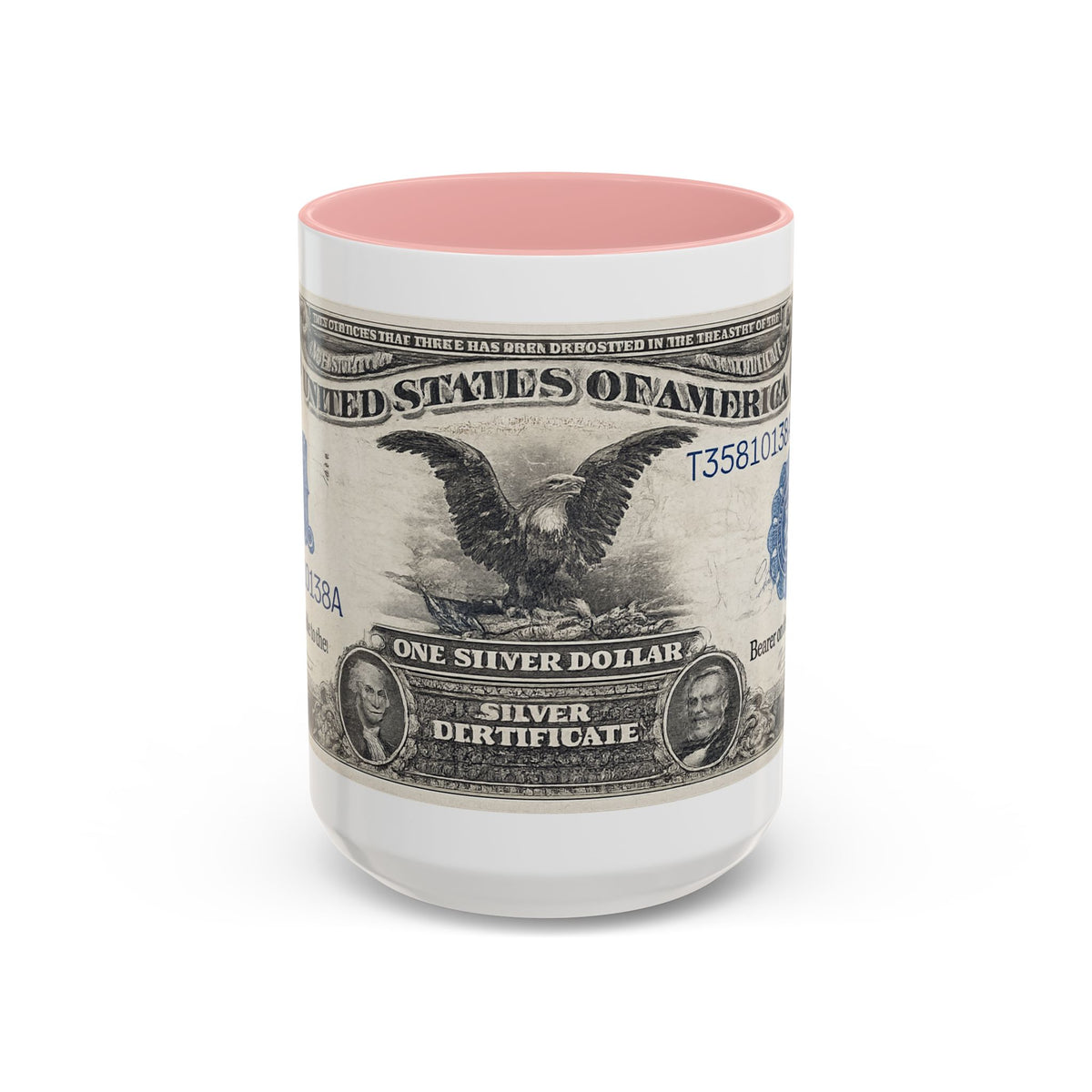 Dollar Bill Accent Coffee Mug — Vintage US Currency Design (11/15oz)