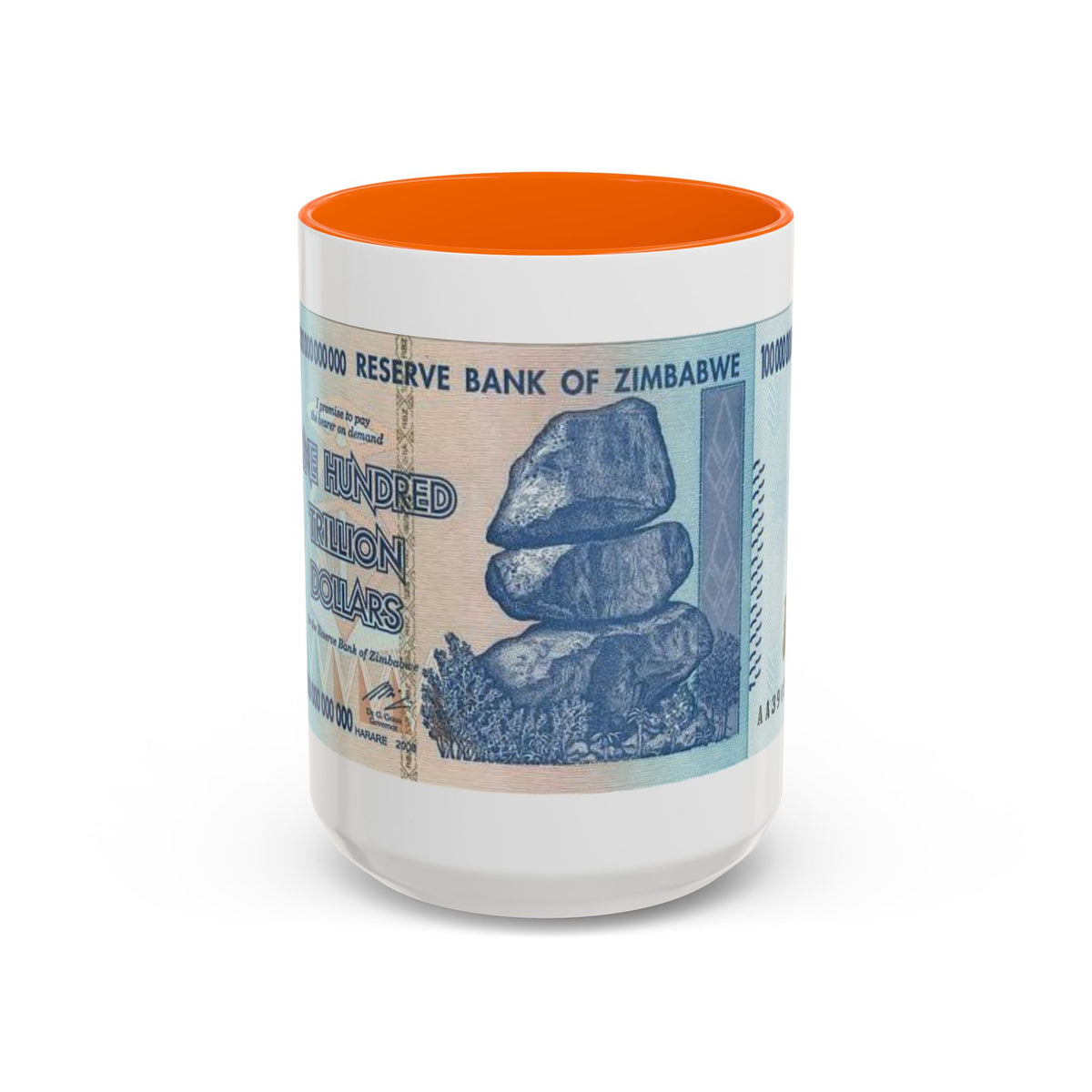 Zimbabwe Trillion Dollar Note Coffee Mug — Vintage Currency Accent Mug (11/15oz)