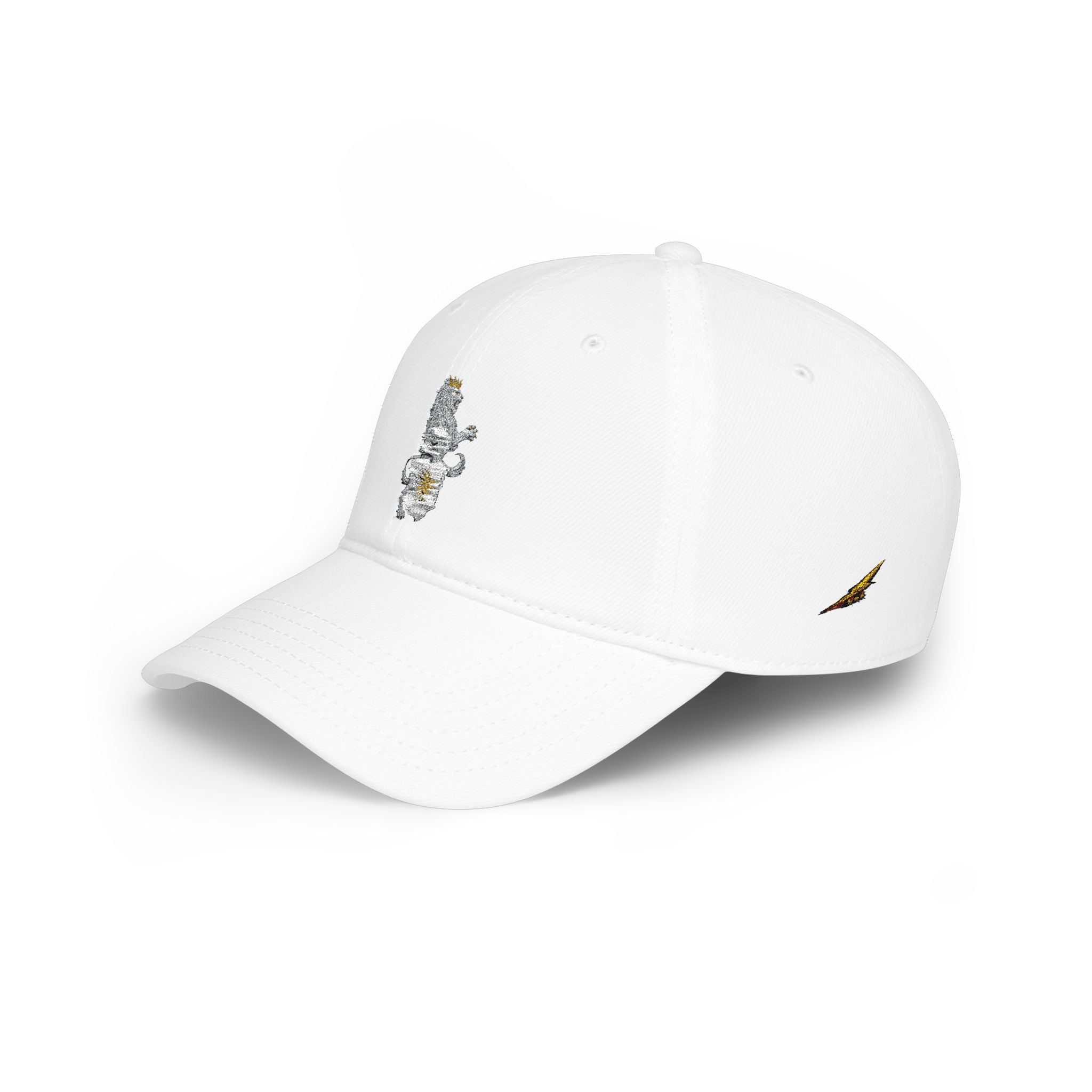 Low-Profile Cap with Embroidered Lion Crest