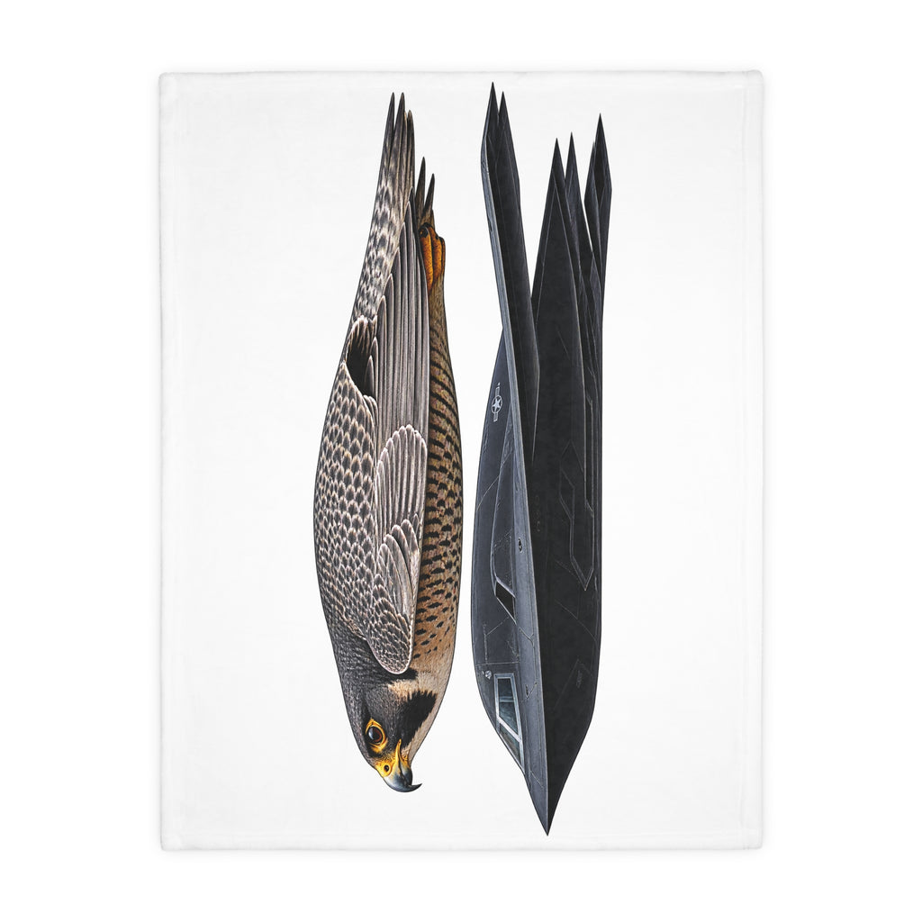 Peregrine Falcon Microfiber Blanket — Two-Sided Velveteen Throw with 'Relentless' Emblem