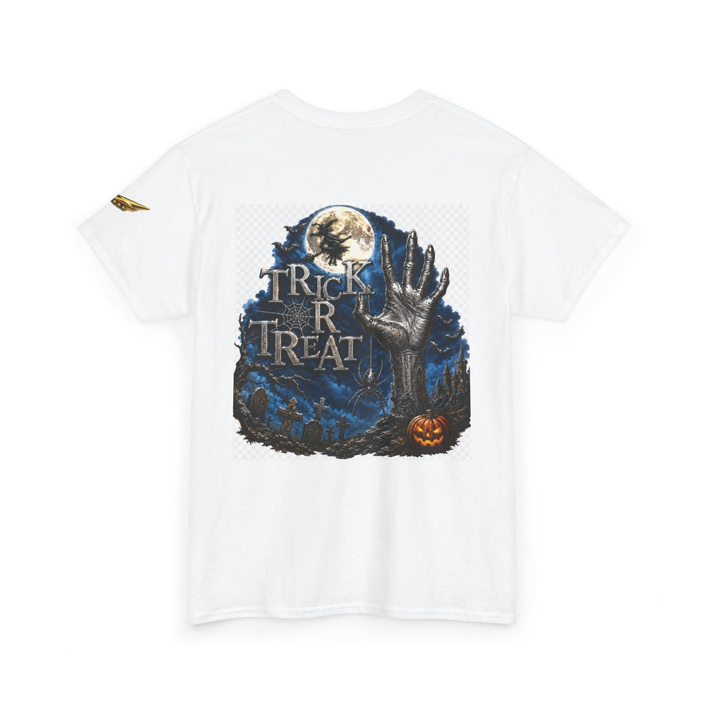 Trick R Treat Halloween Tee — Spooky Graveyard Moon Graphic T-Shirt