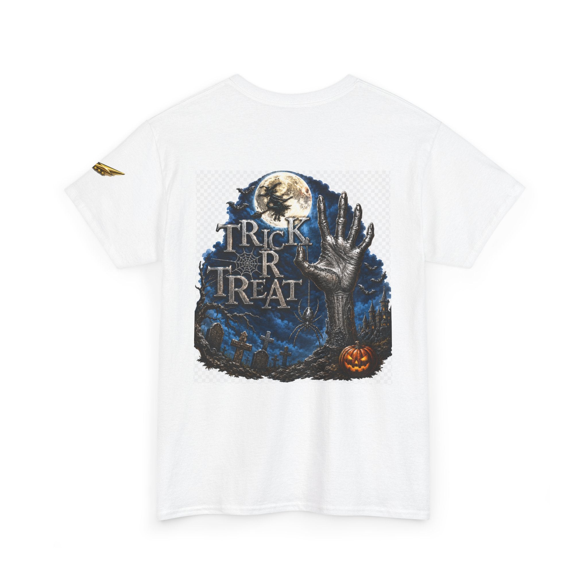 Trick R Treat Halloween Tee — Spooky Graveyard Moon Graphic T-Shirt