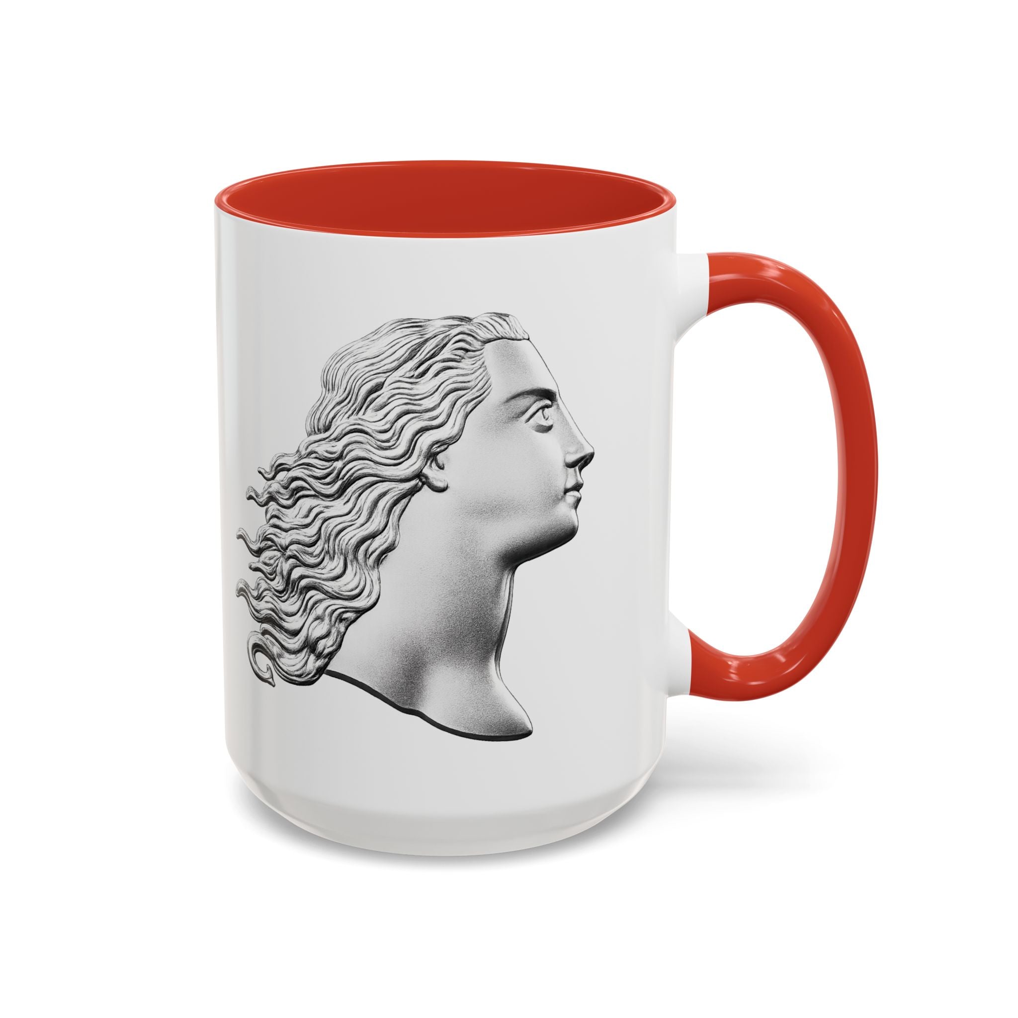 Classical Profile Accent Coffee Mug — Greek Goddess Bust Design (11/15oz)