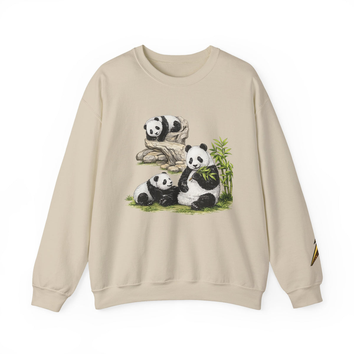Panda Family Crewneck Sweatshirt — Cute Bamboo Bears Graphic