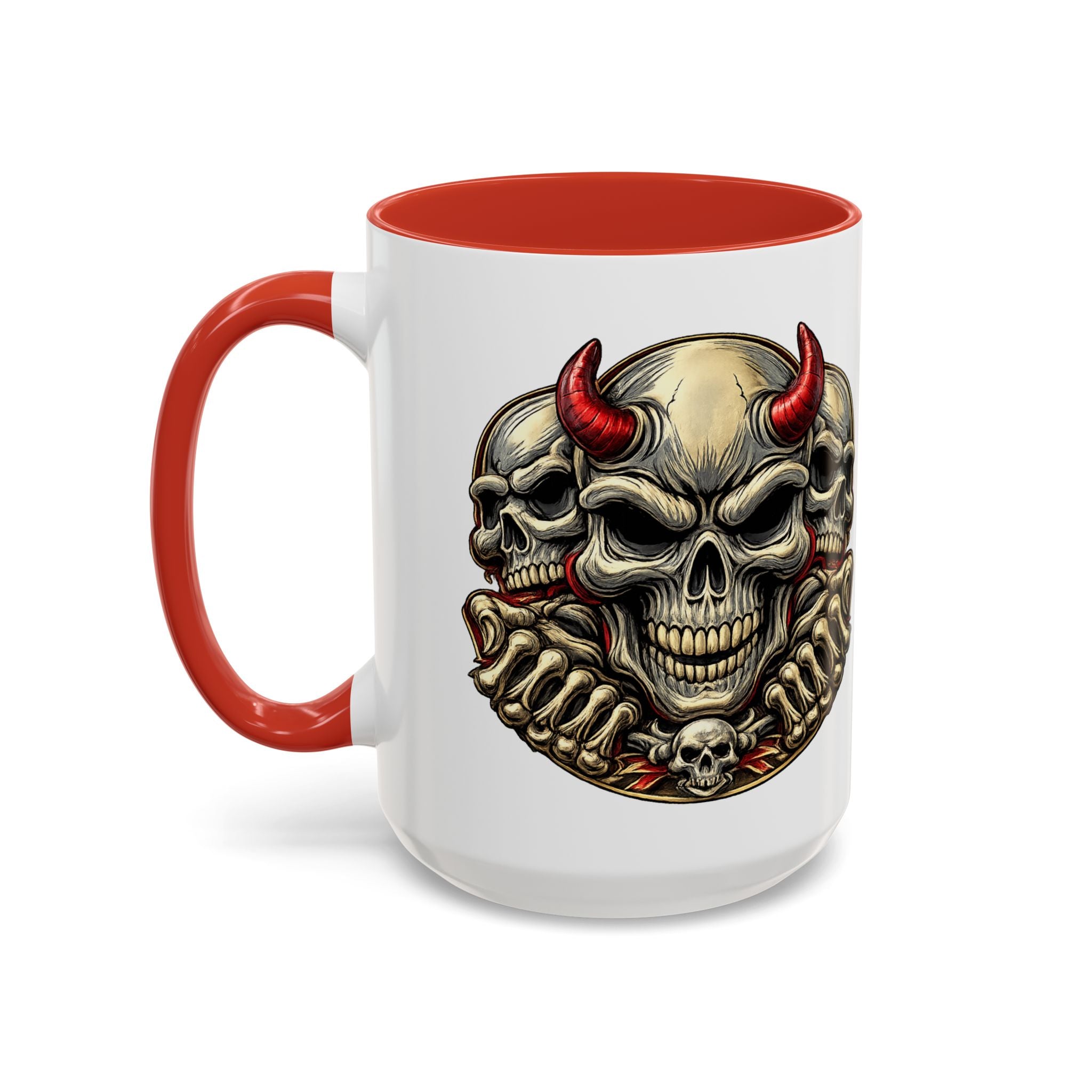 Devil Skull Accent Coffee Mug – Gothic Demon Skull Design (11/15 oz)
