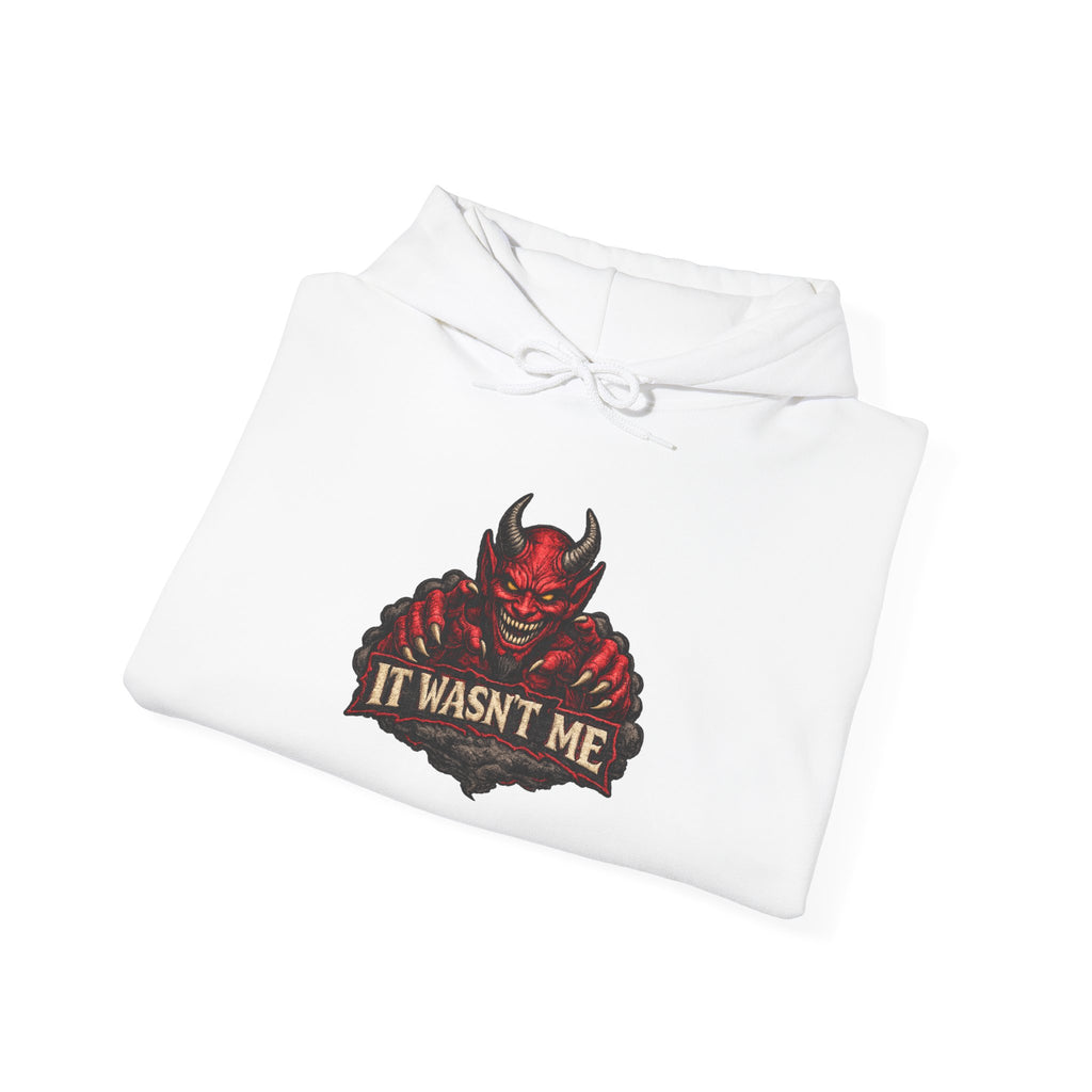 Devil Graphic Hoodie — "It Wasn't Me" Funny Devil Pullover
