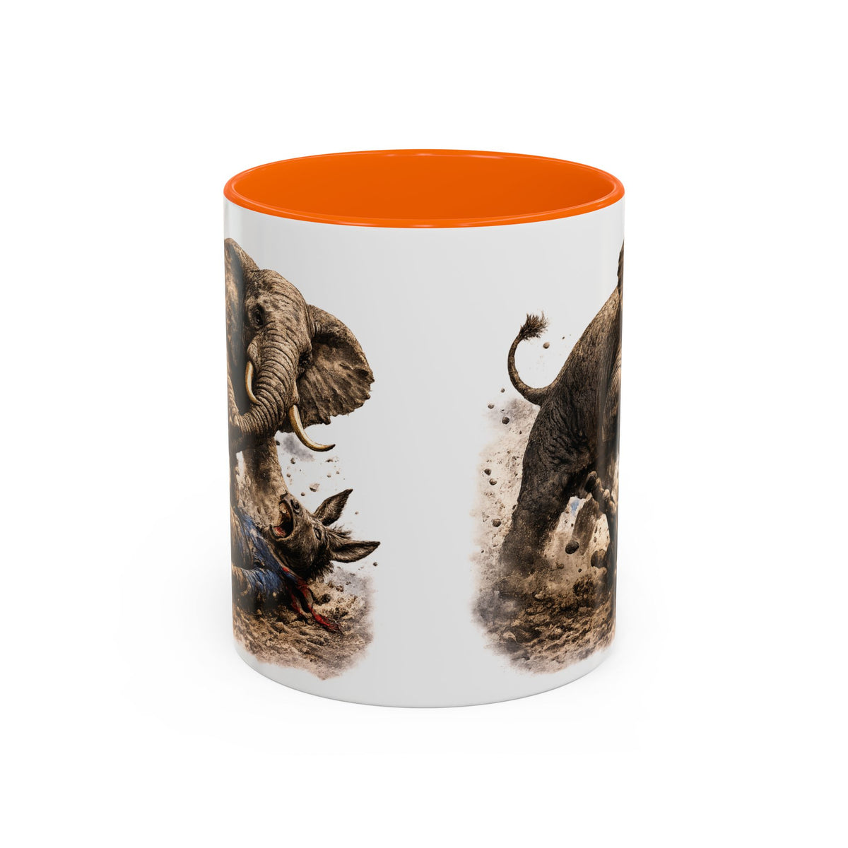 Elephant Charge Accent Coffee Mug — Dramatic Wildlife Illustration (11/15oz)