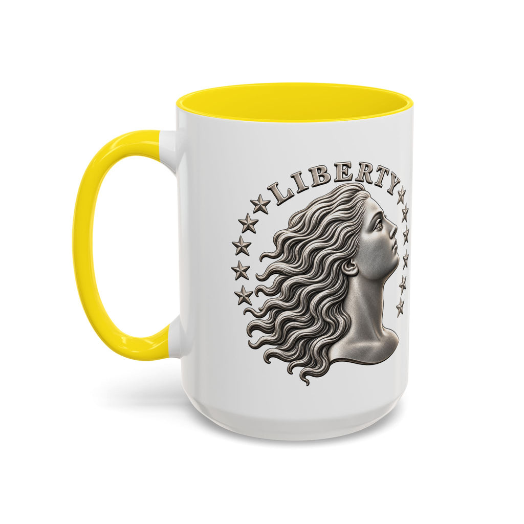 Liberty Coin Accent Coffee Mug — Vintage Lady Head Design (11/15 oz)