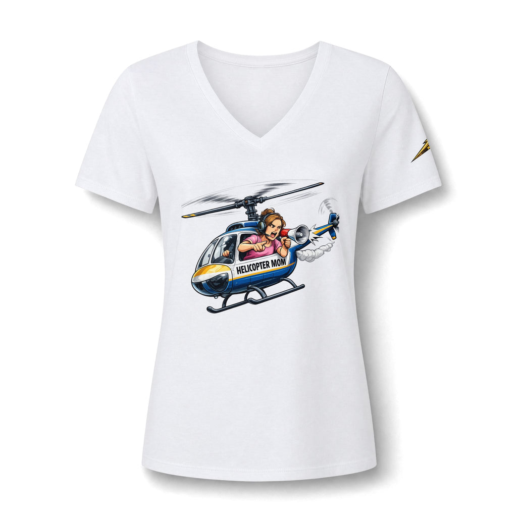 Women's V-Neck Tee — 'Helicopter Mom' Graphic Shirt