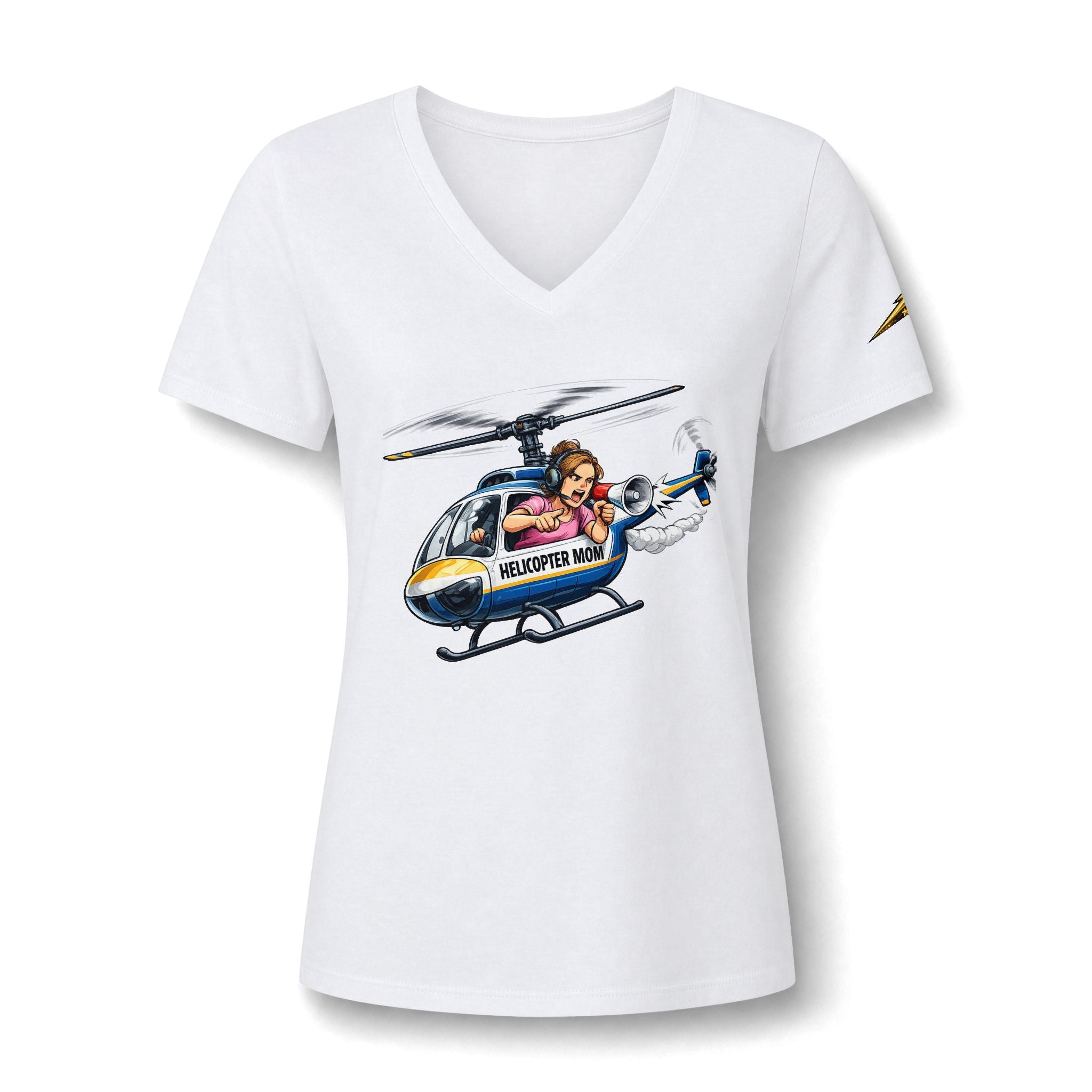 Women's V-Neck Tee — 'Helicopter Mom' Graphic Shirt
