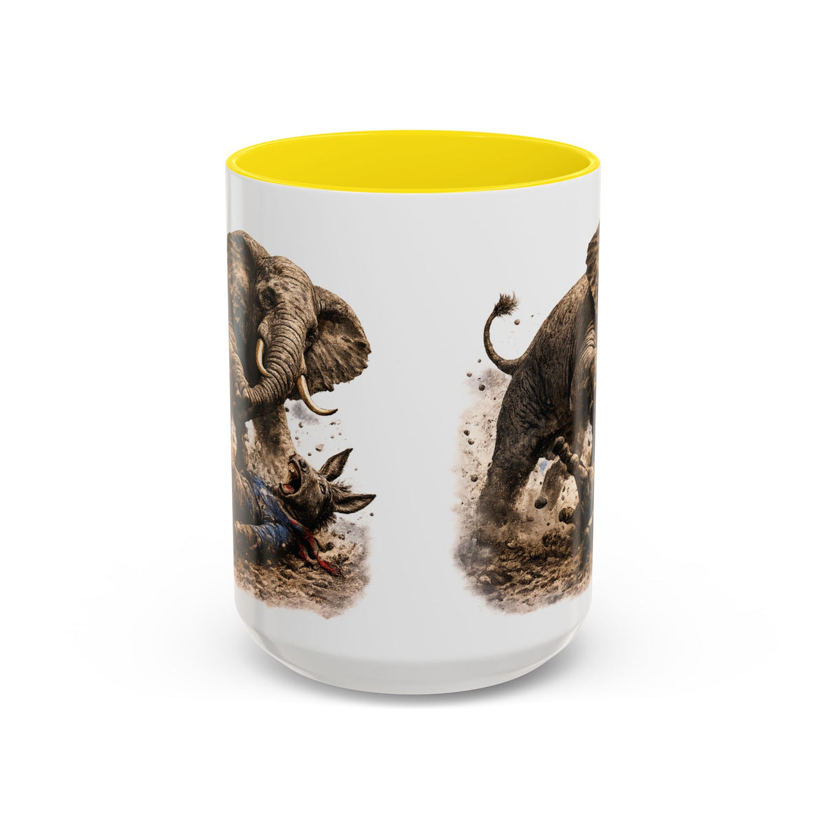 Elephant Charge Accent Coffee Mug — Dramatic Wildlife Illustration (11/15oz)