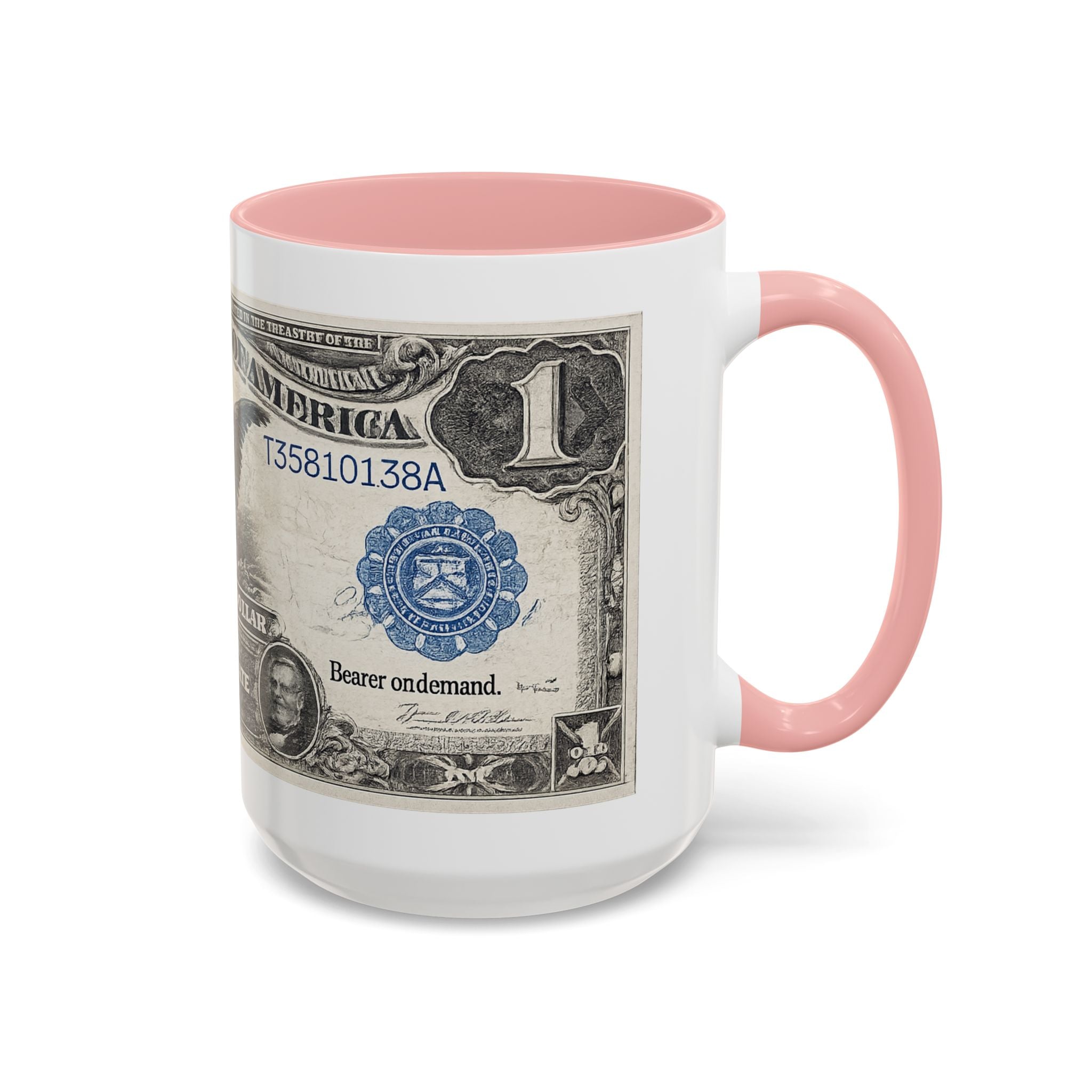 Dollar Bill Accent Coffee Mug — Vintage US Currency Design (11/15oz)