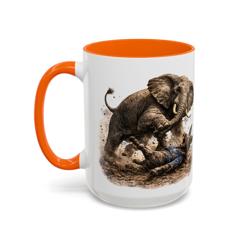 Elephant Charge Accent Coffee Mug — Dramatic Wildlife Illustration (11/15oz)