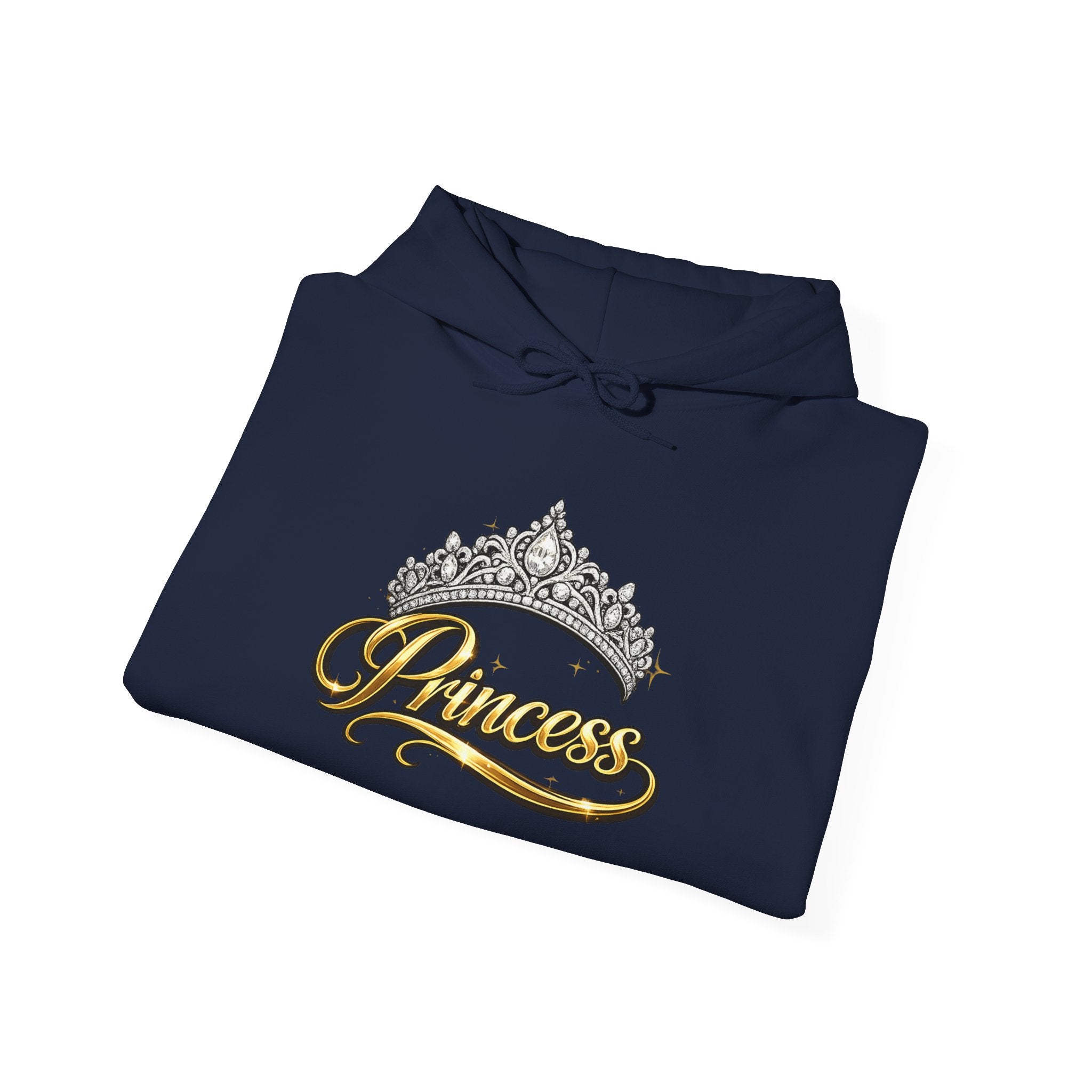 Princess Tiara Hoodie — Gold Script Crown Sweatshirt