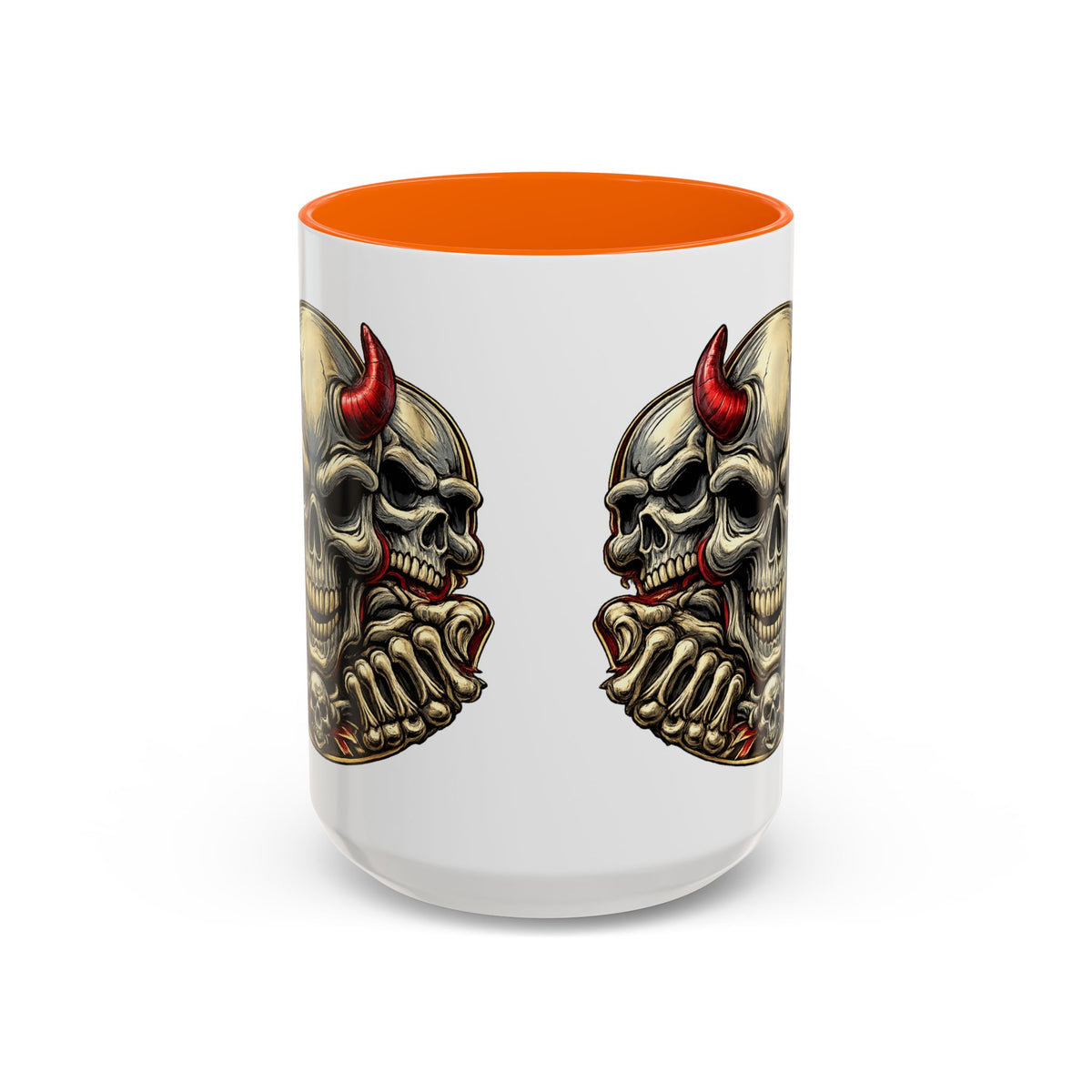 Devil Skull Accent Coffee Mug – Gothic Demon Skull Design (11/15 oz)