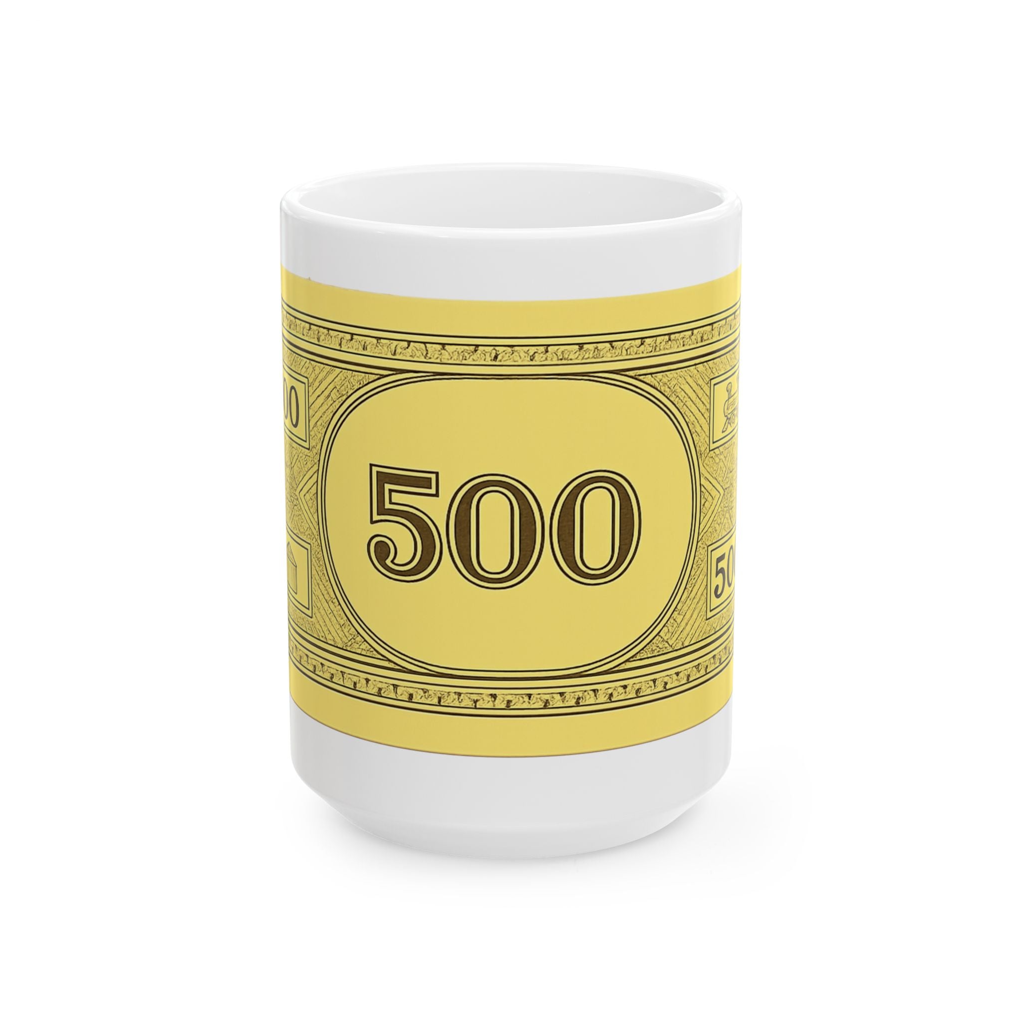 Money Bill 500 Ceramic Mug — Funny Cash Novelty Coffee Cup