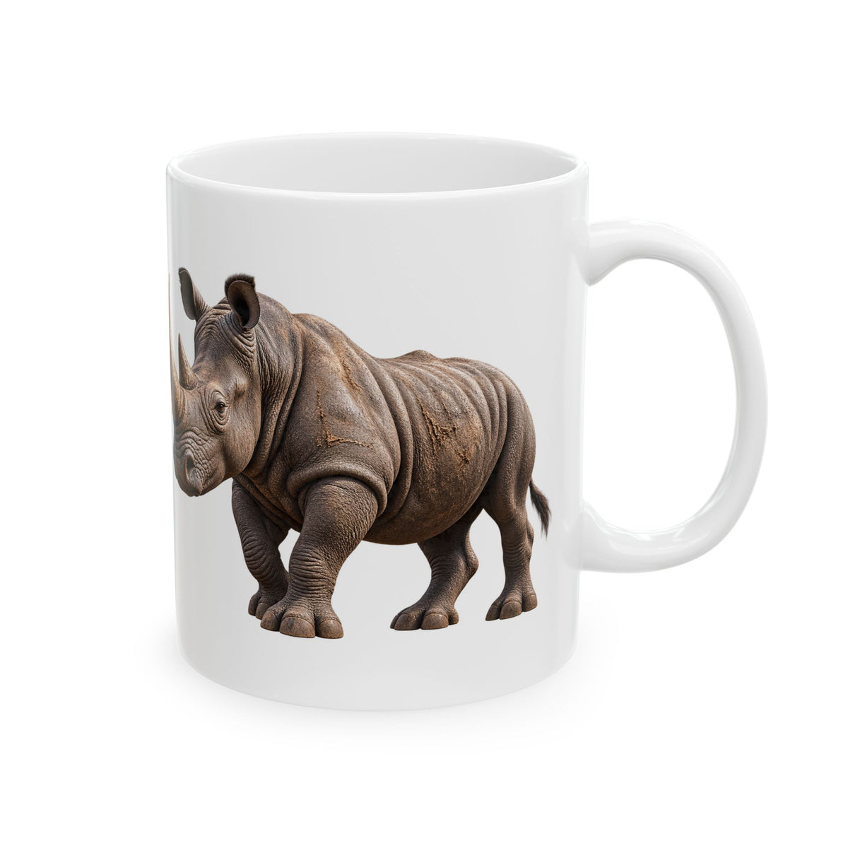 Rhino Ceramic Mug – Realistic Rhinoceros Animal Coffee Cup (11oz & 15oz)