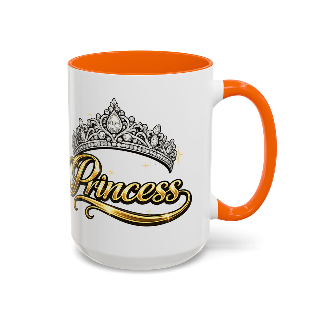 Princess Crown Accent Coffee Mug — Gold Script 11/15oz