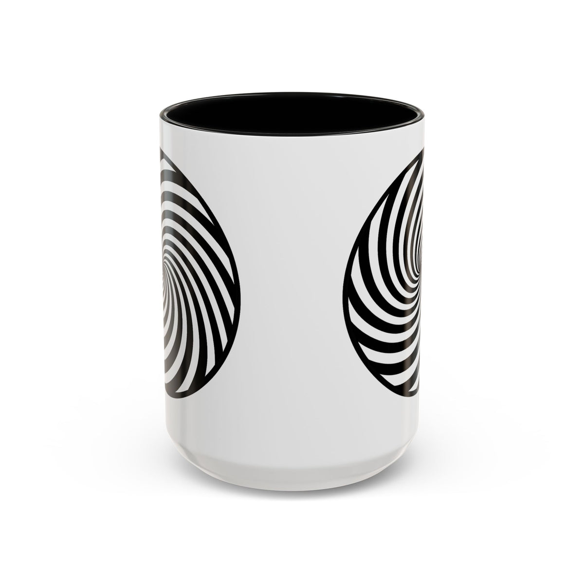 Hypnotic Swirl Accent Mug — Black & White Spiral Coffee Cup (11/15oz)