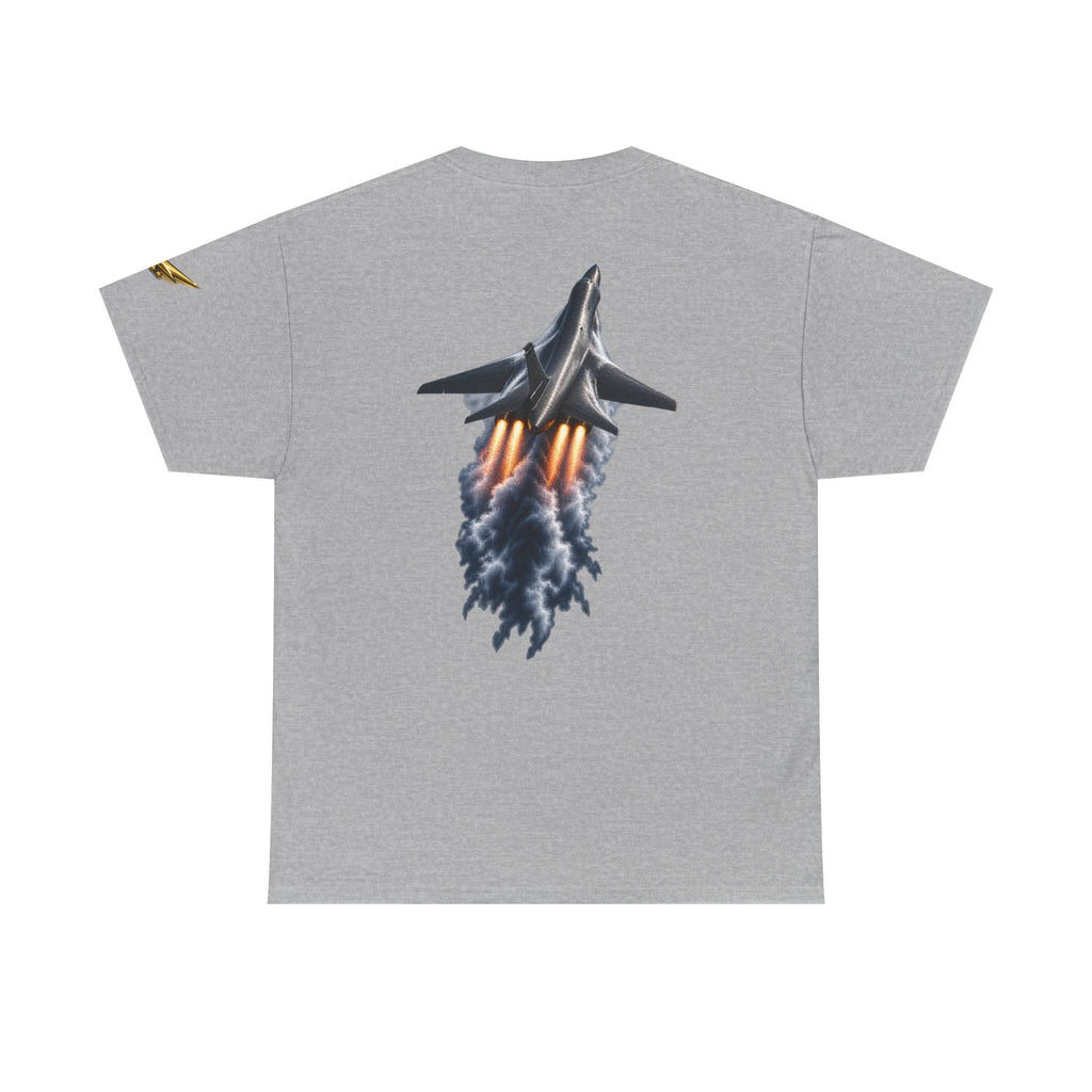 Jet Fighter Backprint Tee — Rocket Afterburner Aviation Graphic Shirt