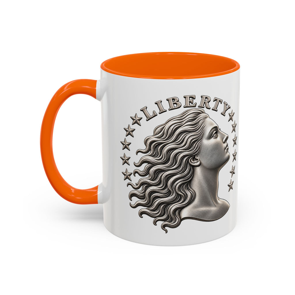 Liberty Coin Accent Coffee Mug — Vintage Lady Head Design (11/15 oz)