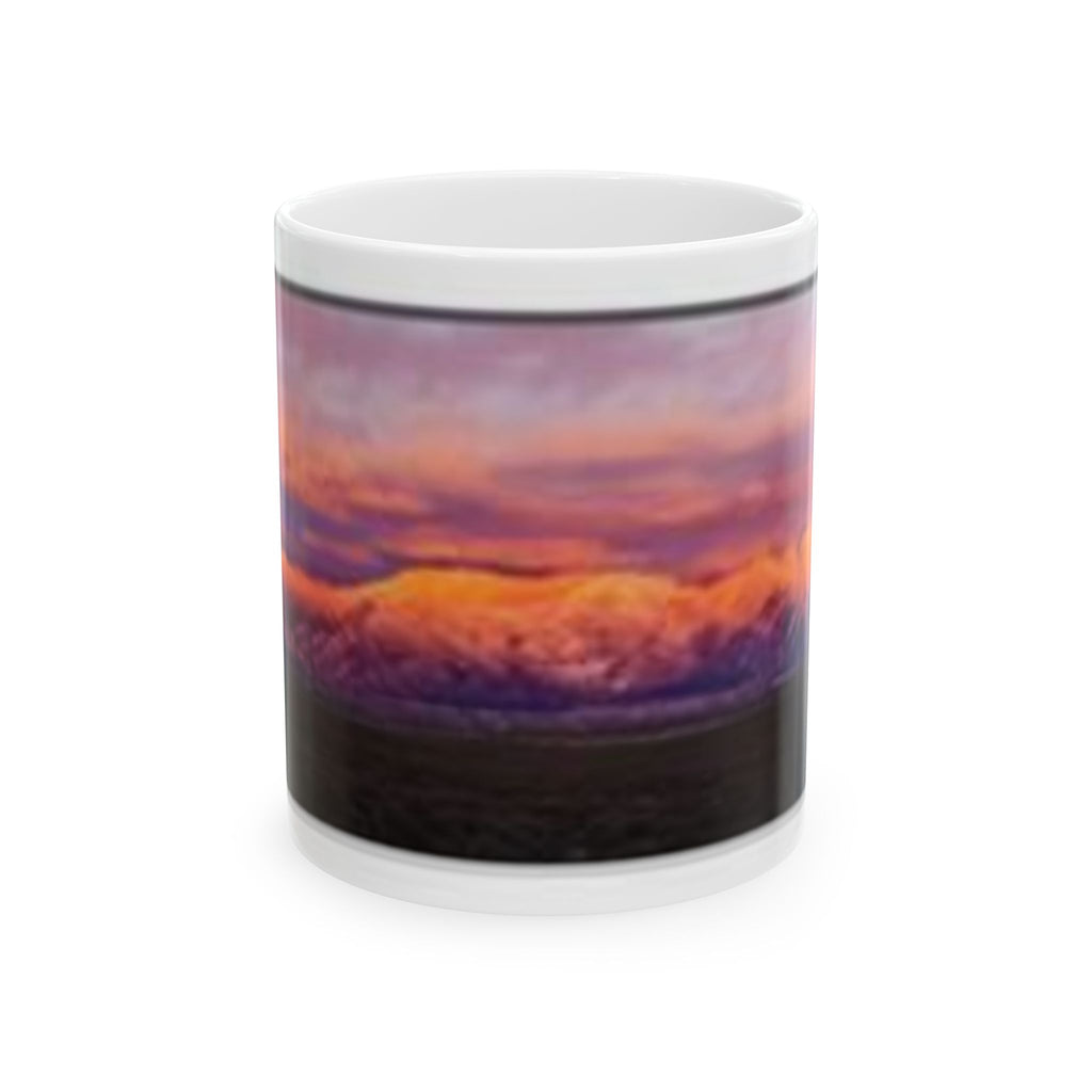 Sunset Mountain Ceramic Mug — Vibrant Purple & Orange Landscape Coffee Cup (11oz/15oz)