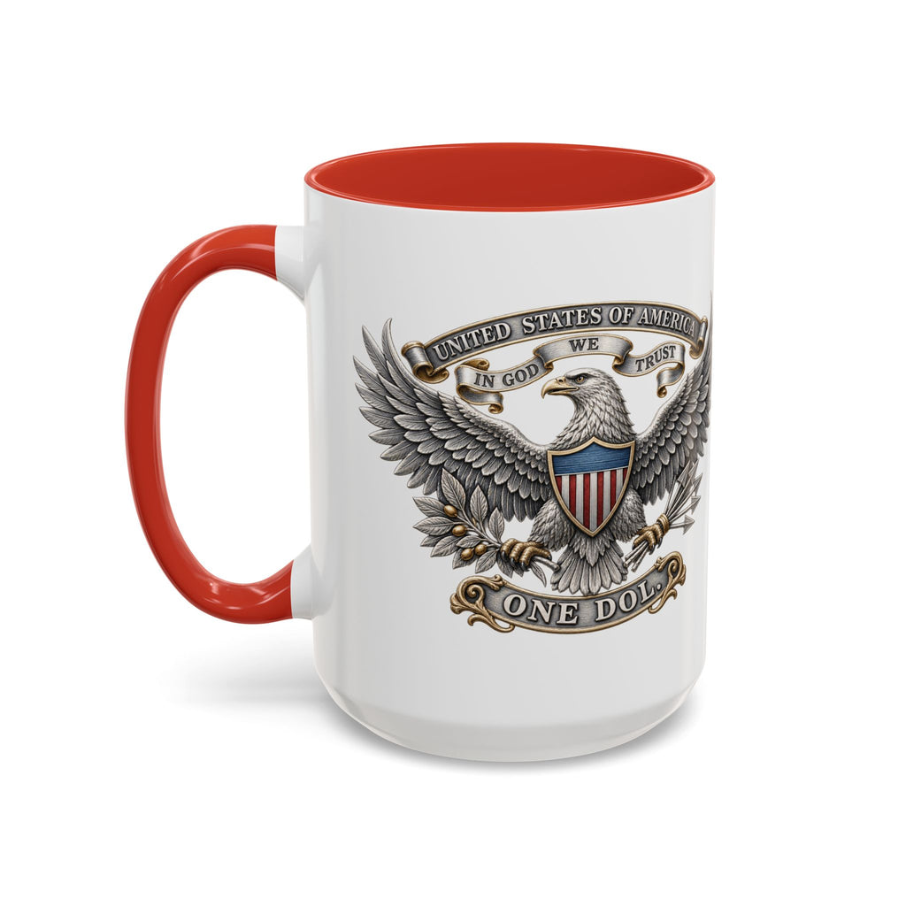 Eagle Shield Accent Coffee Mug — Patriotic "In God We Trust" Design