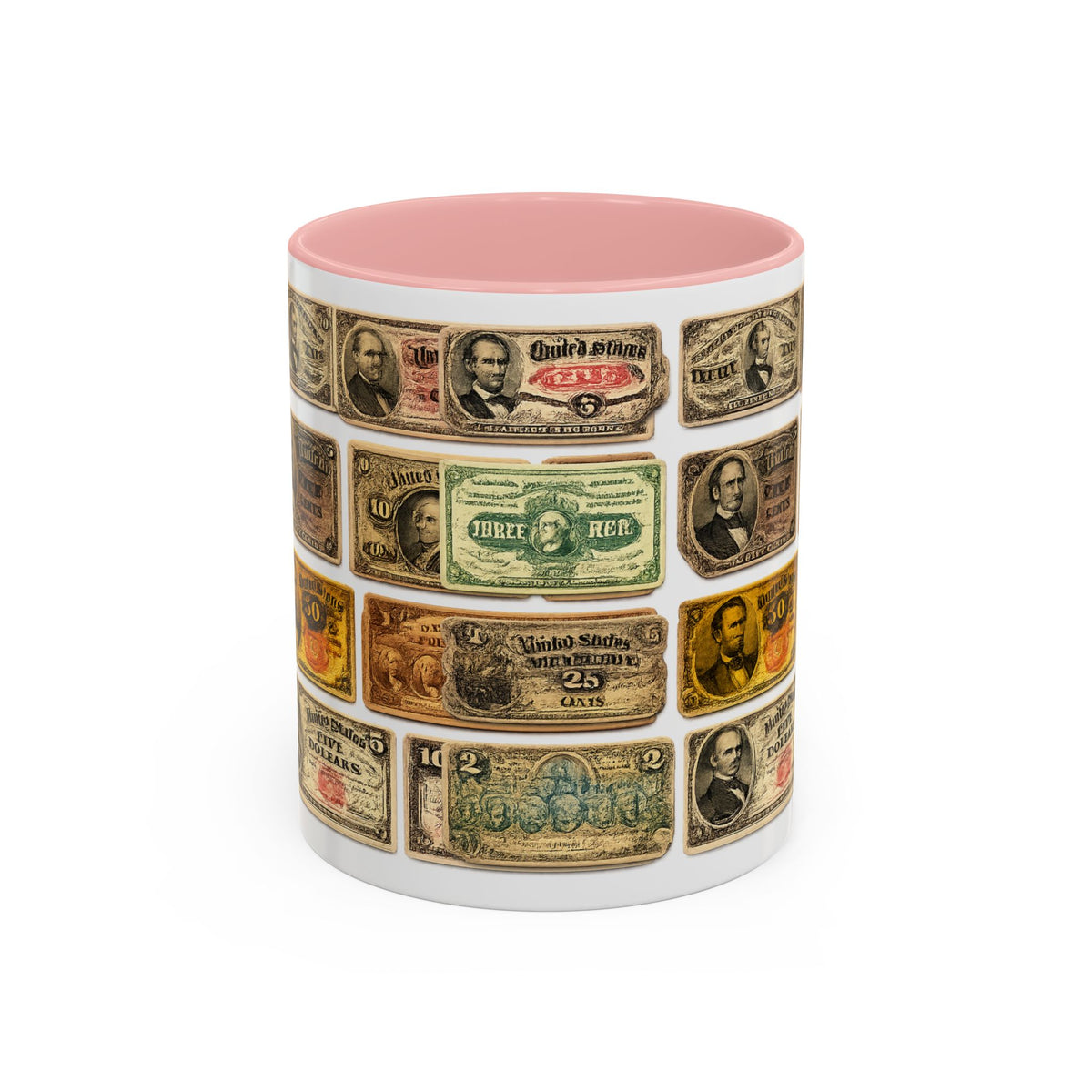 Vintage US Fractional Currency Coffee Mug – Retro Banknote Accent Mug (11/15 oz)