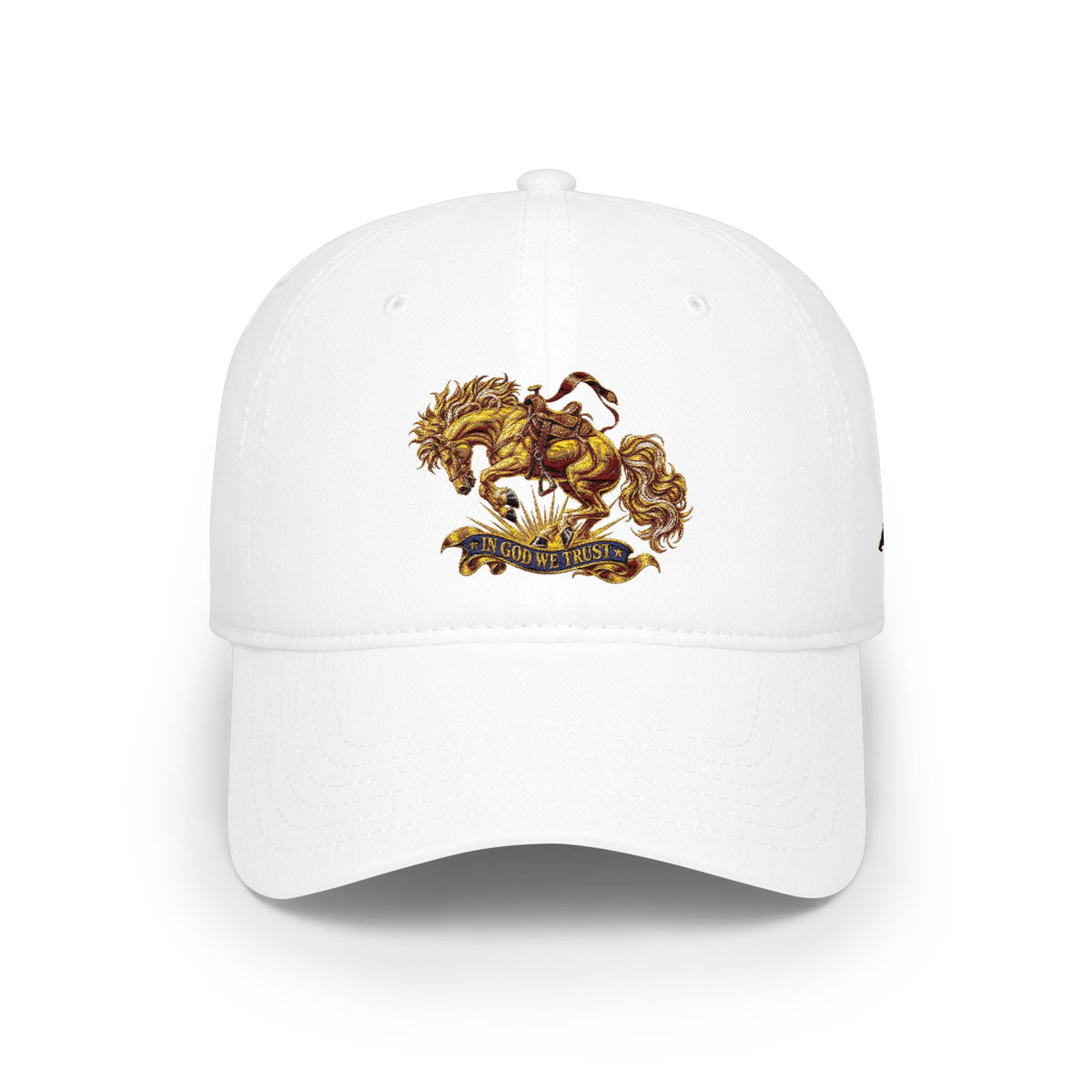 Horse Embroidered Baseball Cap — In God We Trust Design