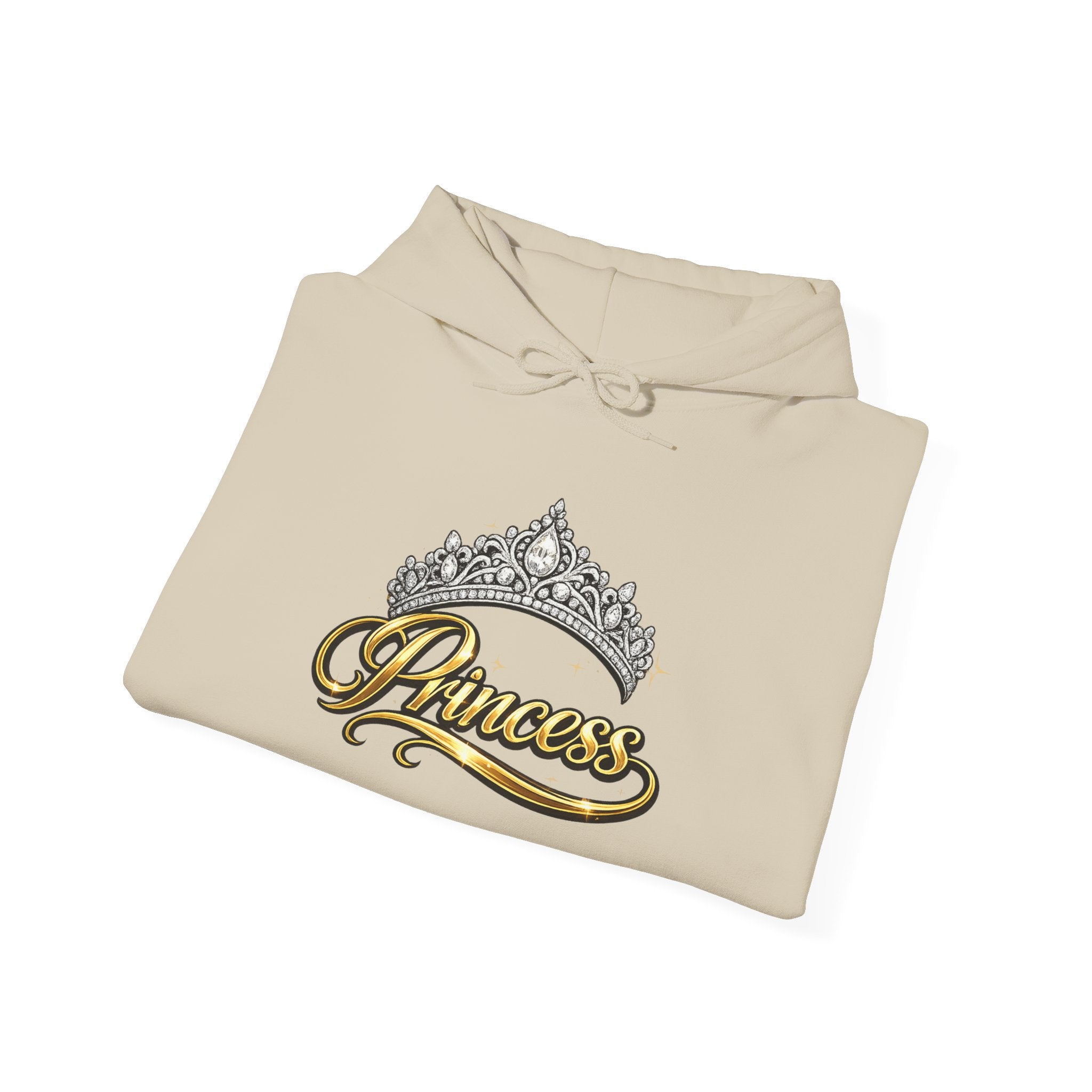 Princess Tiara Hoodie — Gold Script Crown Sweatshirt