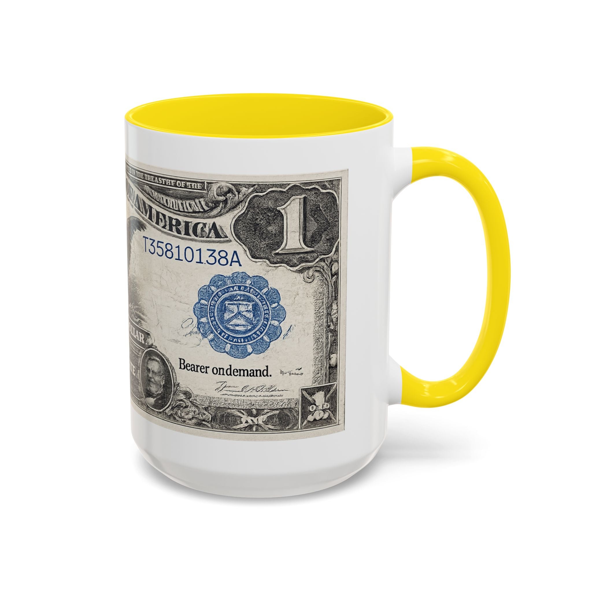 Dollar Bill Accent Coffee Mug — Vintage US Currency Design (11/15oz)