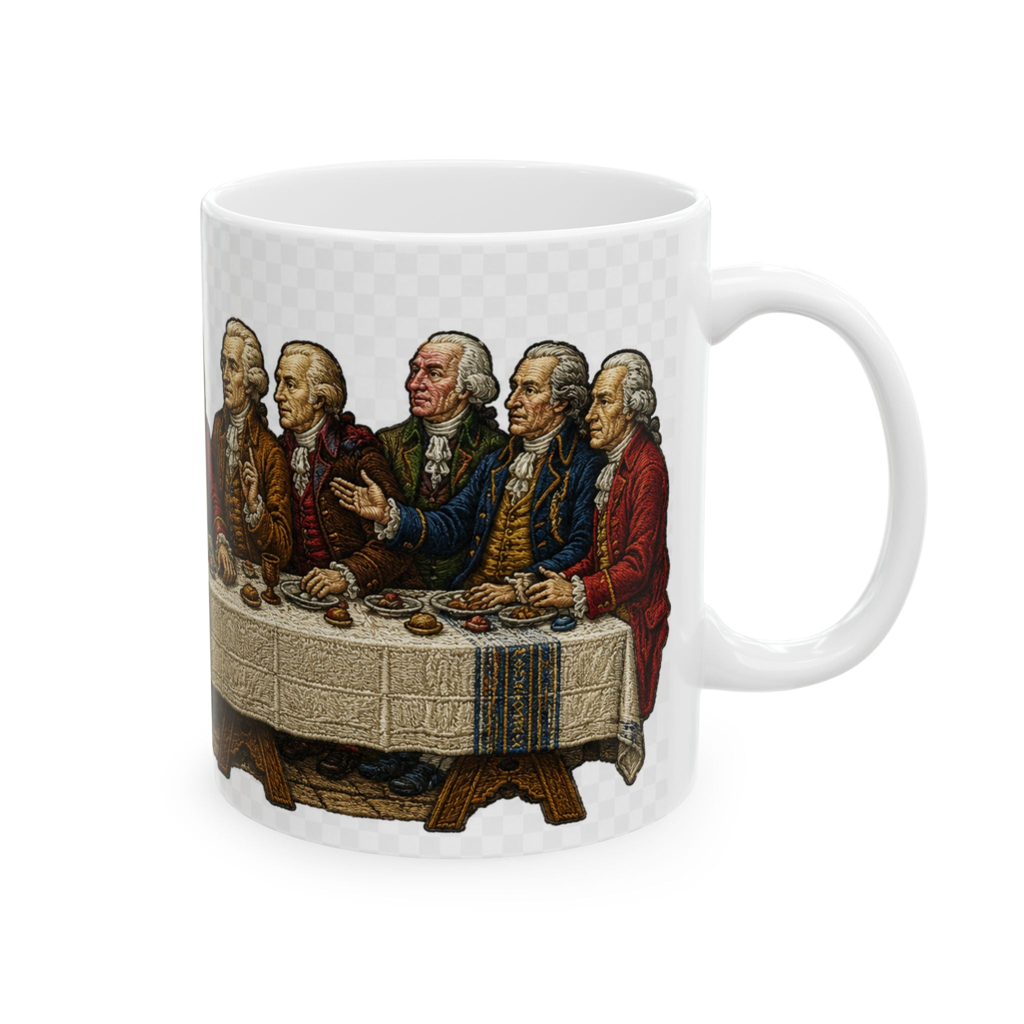 Founding Fathers Dinner Ceramic Mug – Historical Patriotic Coffee Cup (11oz/15oz)