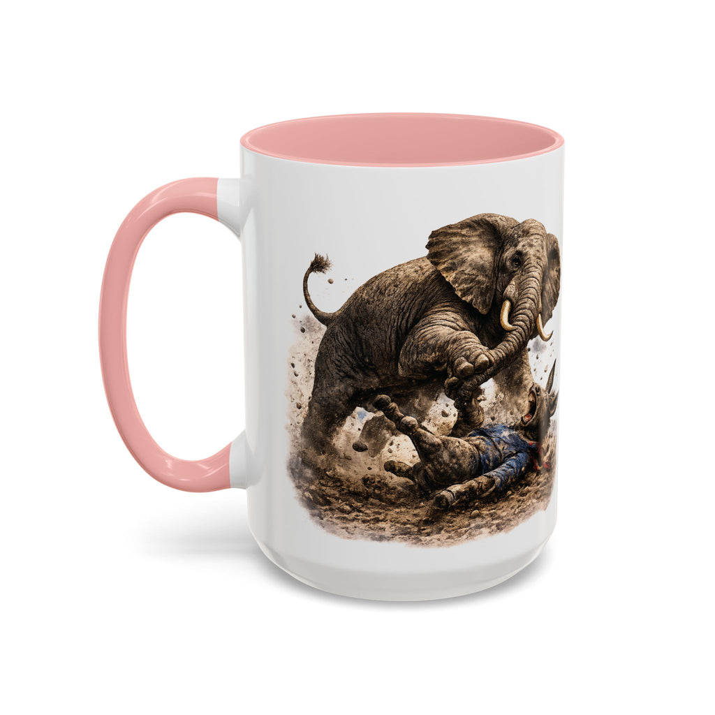 Elephant Charge Accent Coffee Mug — Dramatic Wildlife Illustration (11/15oz)