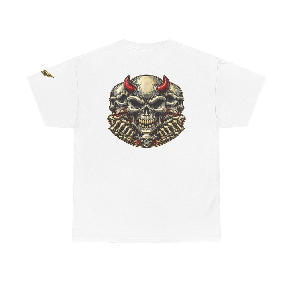 Devil Skull Tee — Red Horns Skull Graphic T-Shirt
