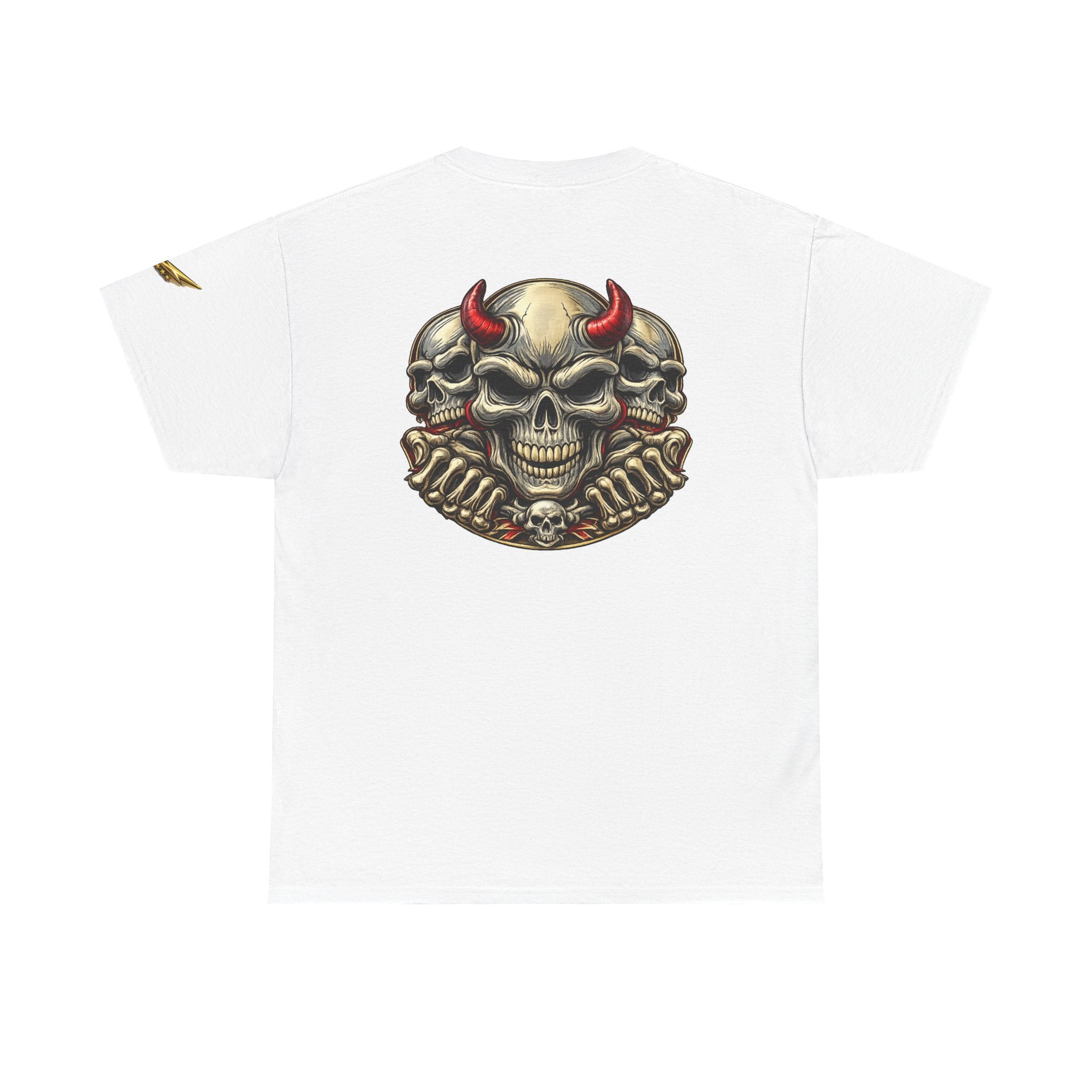 Devil Skull Tee — Red Horns Skull Graphic T-Shirt