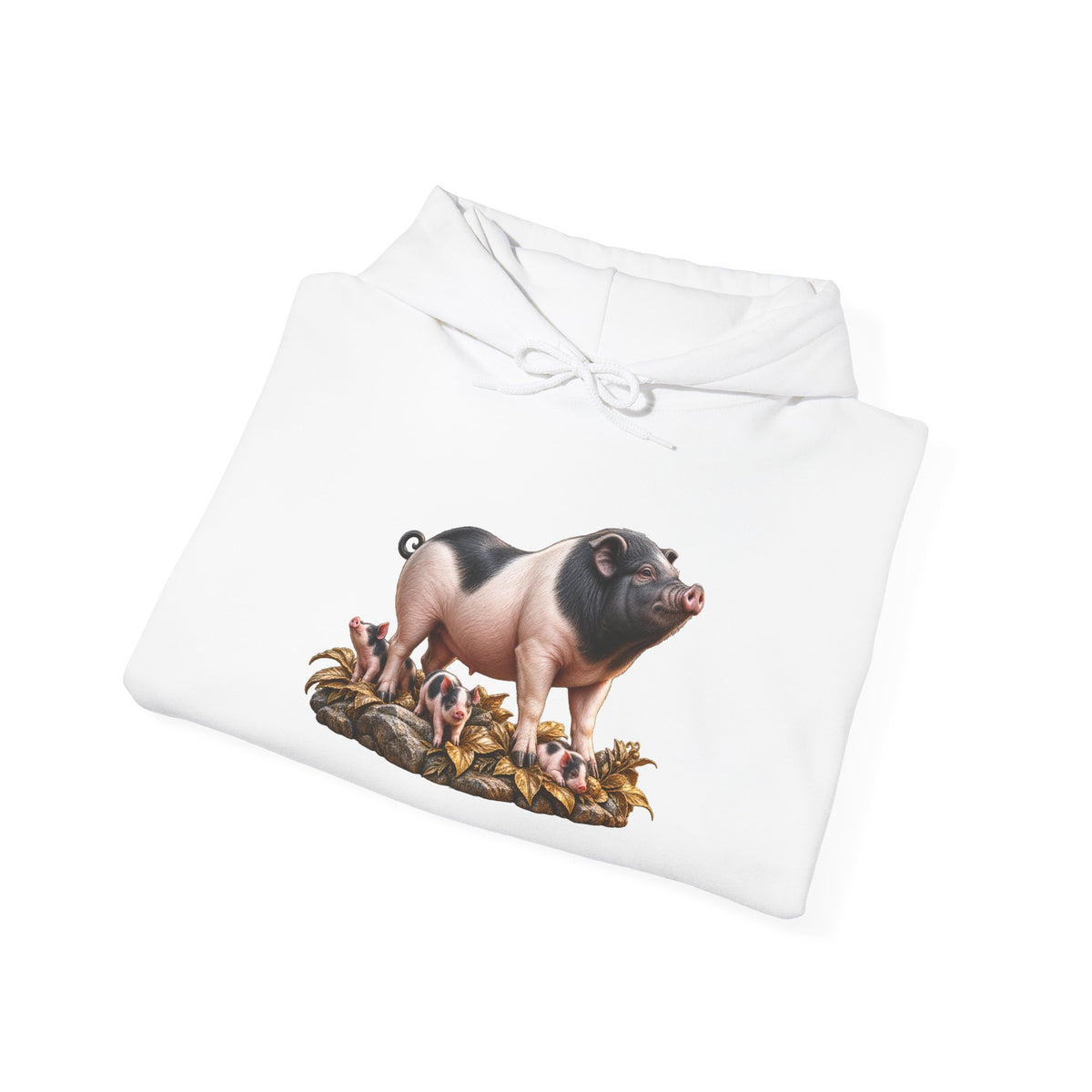 Pig Illustration Hoodie – Farmyard Black & Pink Pig Graphic Pullover
