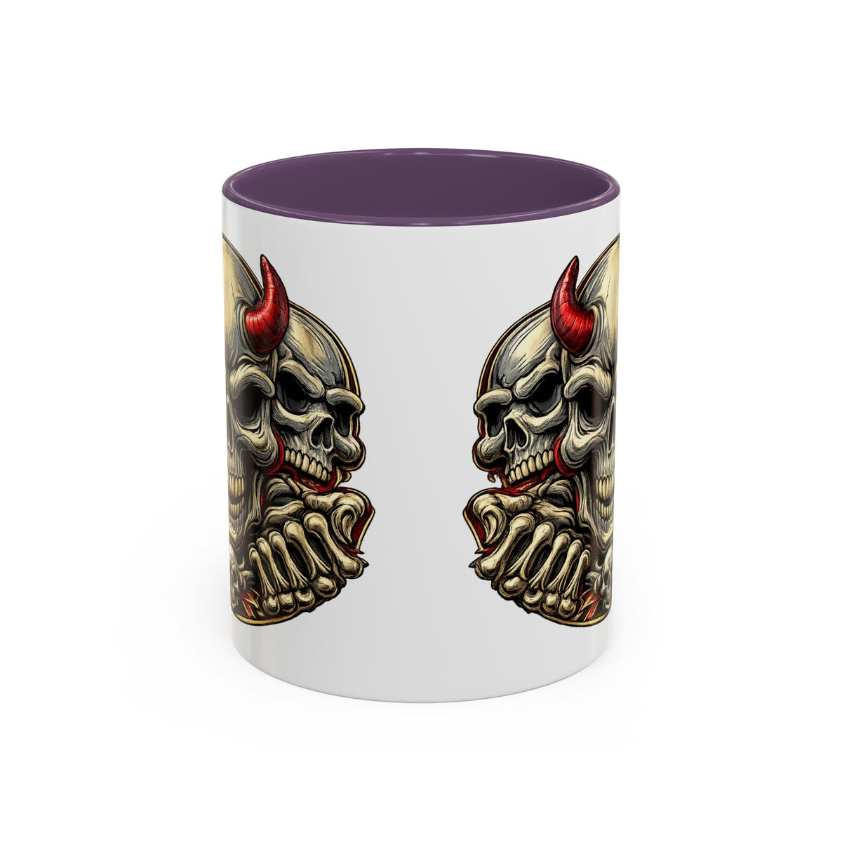 Devil Skull Accent Coffee Mug – Gothic Demon Skull Design (11/15 oz)