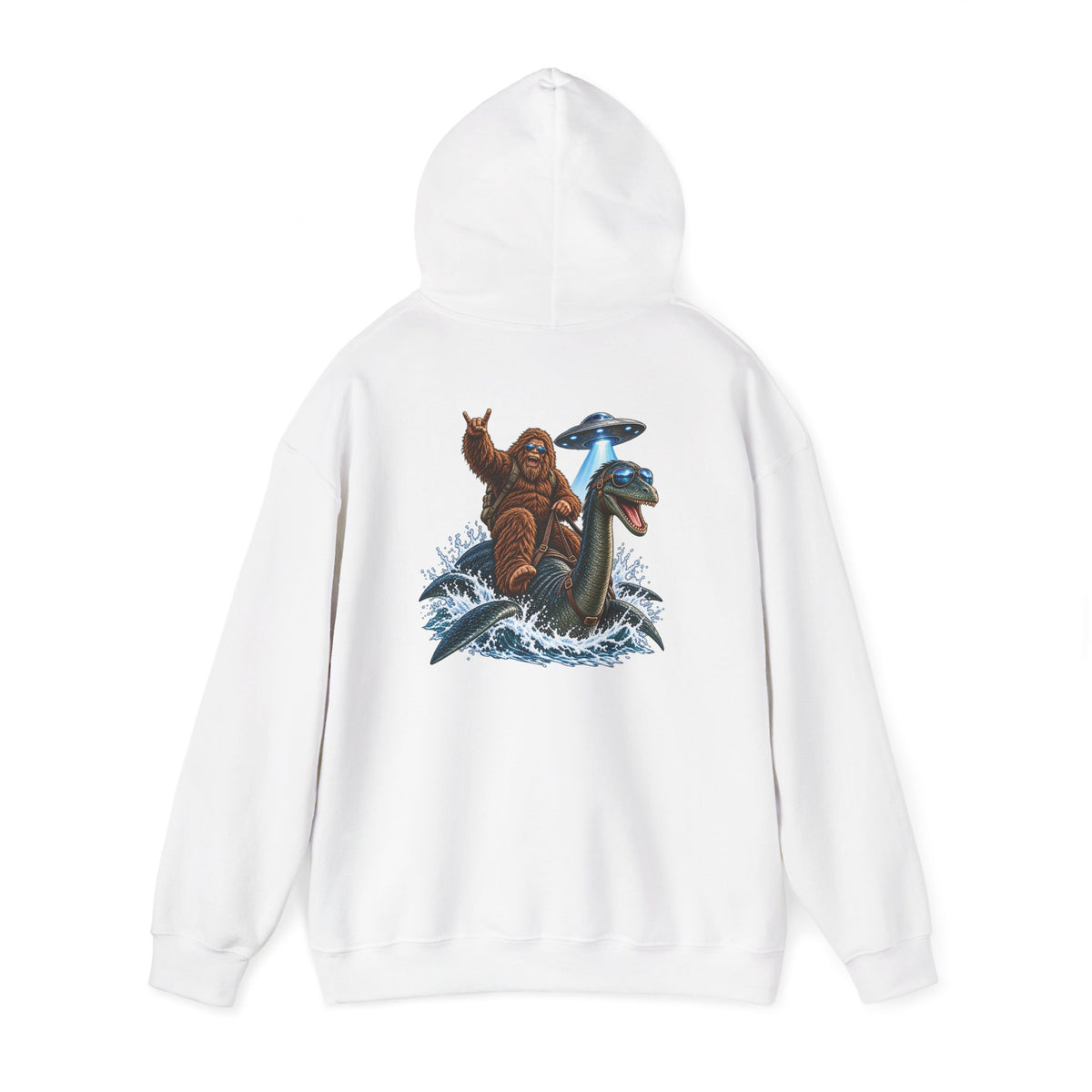Loch Ness Monster Ride Hoodie — Retro Bigfoot & Nessie Graphic Sweatshirt