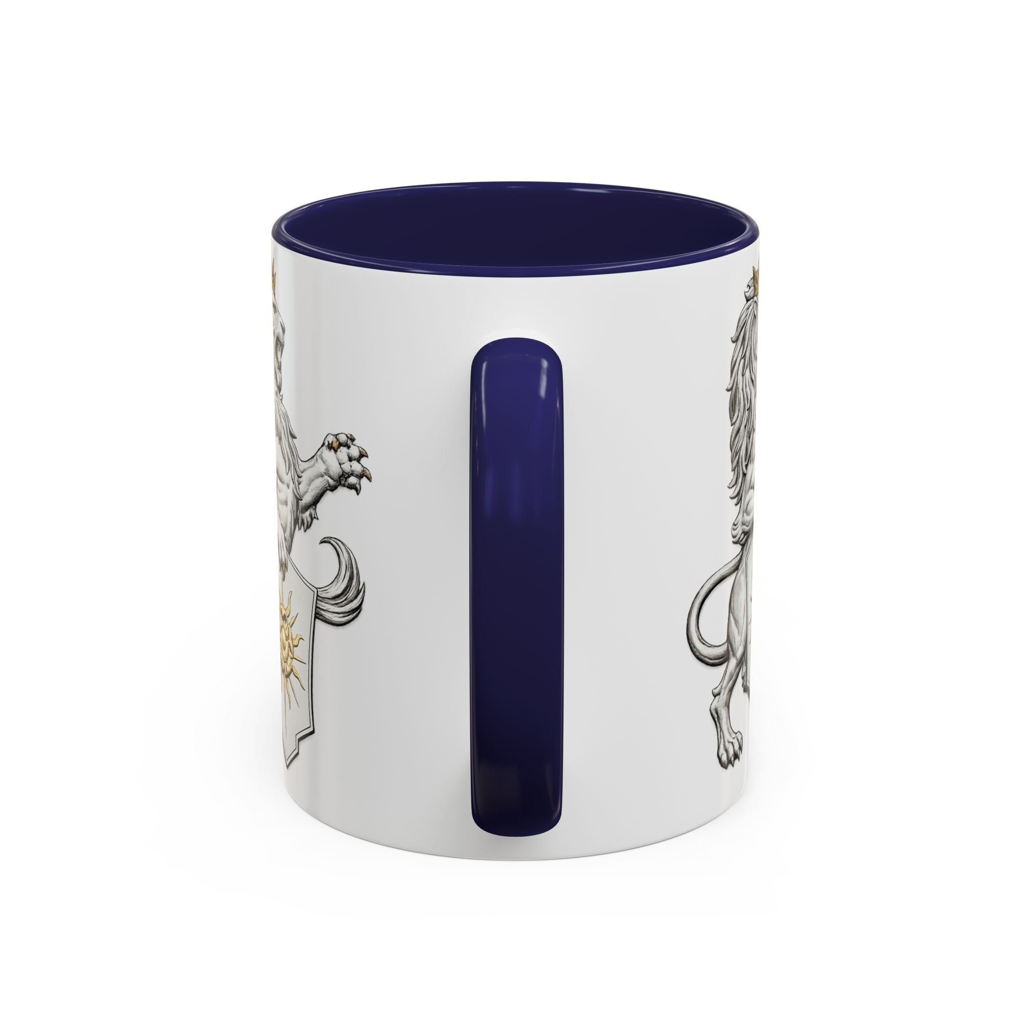 Royal Lion Crest Coffee Mug — Heraldic Crowned Lion Design (11/15oz)