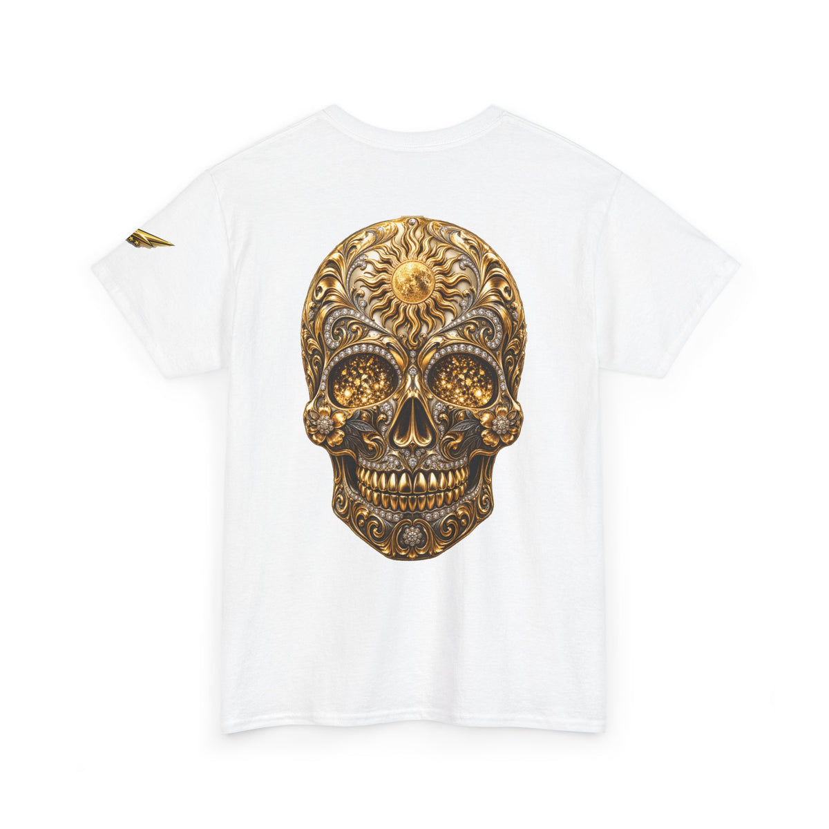 Sugar Skull T-Shirt — Gold Ornate Day of the Dead Skull Tee