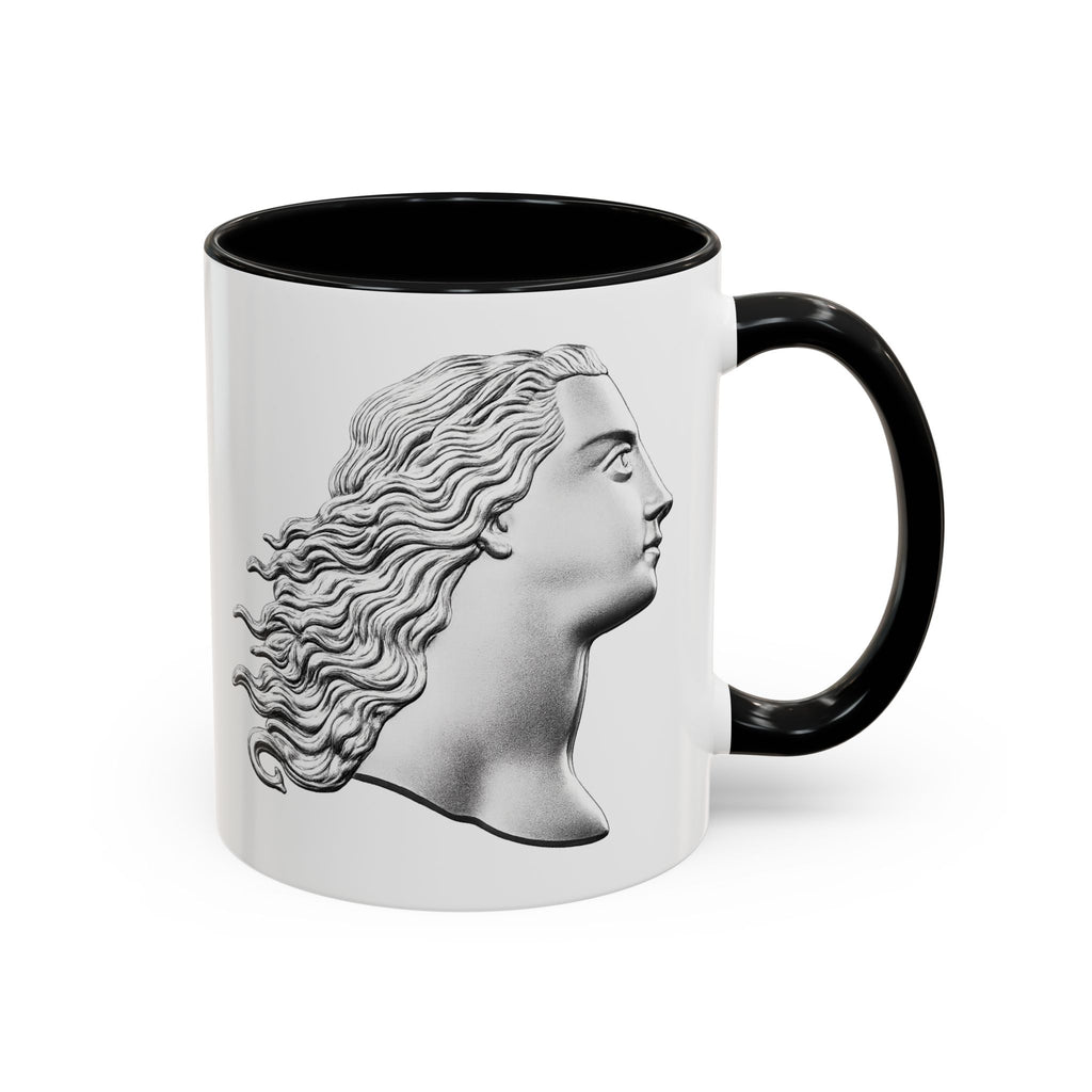 Classical Profile Accent Coffee Mug — Greek Goddess Bust Design (11/15oz)