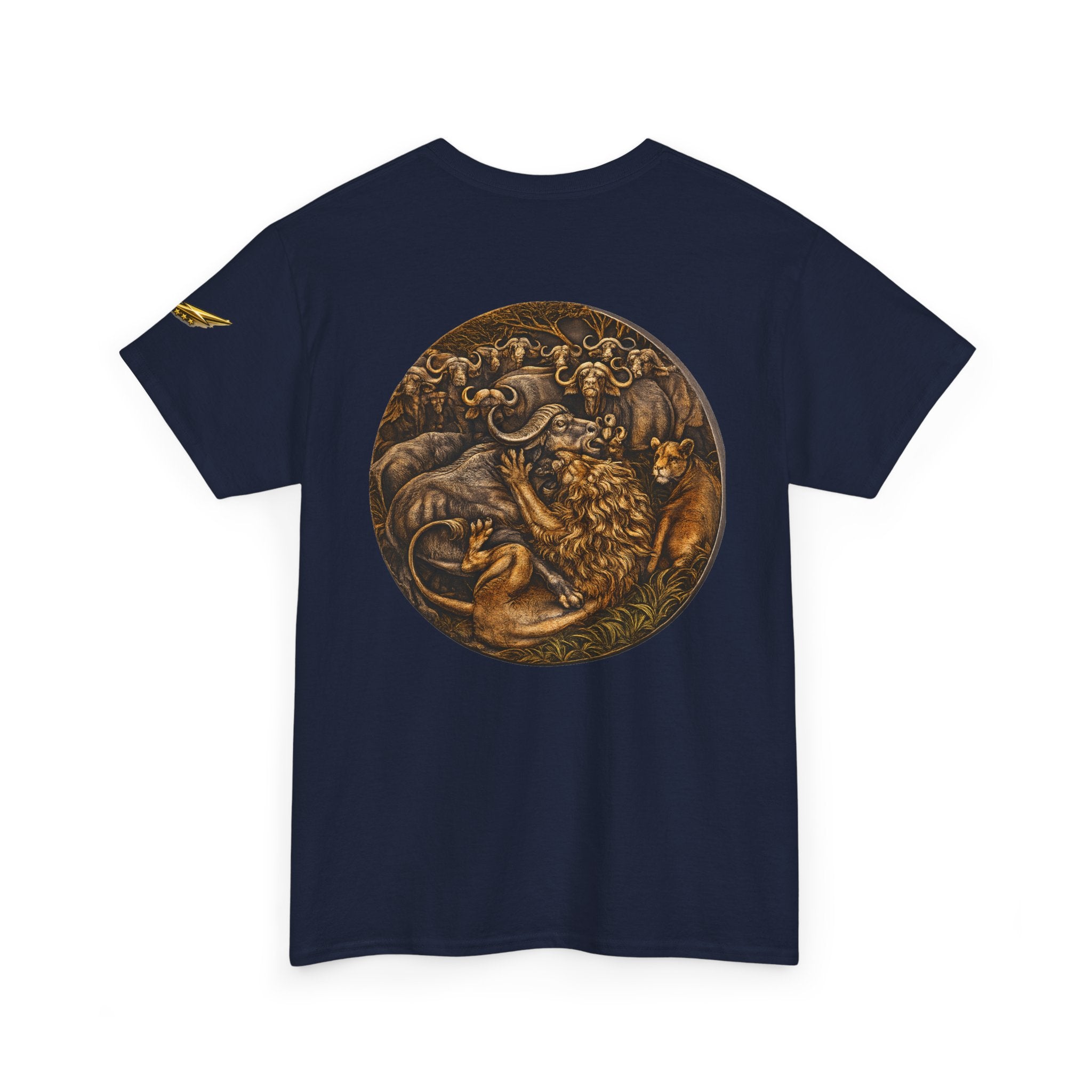 Mythic Animal Medallion Tee — Vintage Bronze Fantasy Backprint T-Shirt