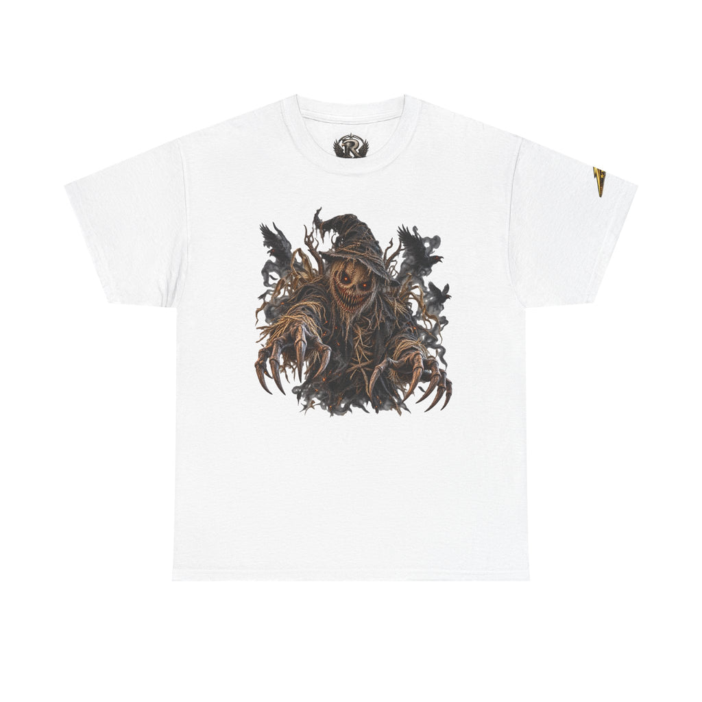 Scarecrow Reaper Graphic Tee — Spooky Halloween Horror Shirt