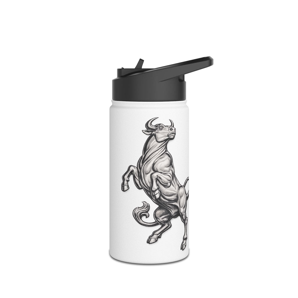 Stainless Steel Water Bottle — Vintage Bull Illustration, Durable Insulated Bottle