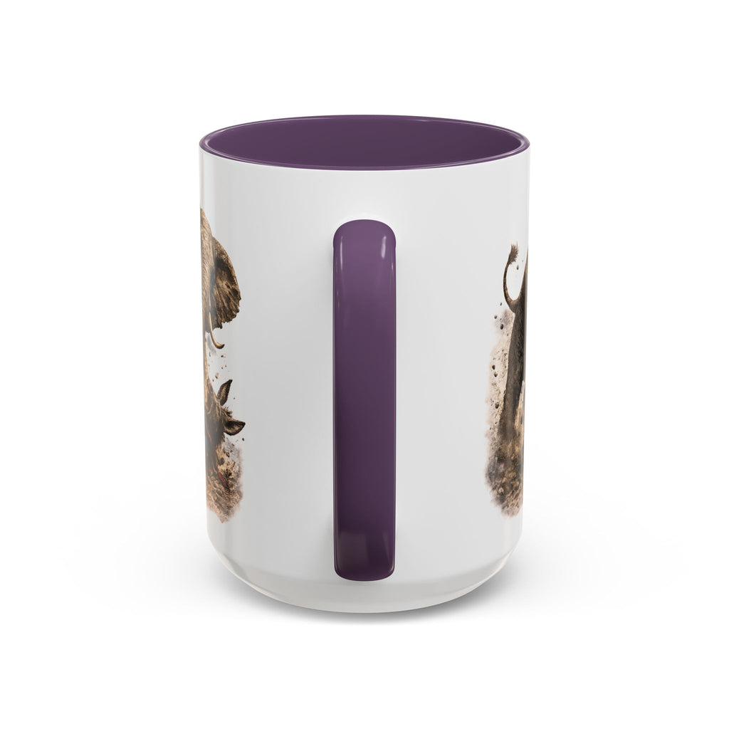Elephant Charge Accent Coffee Mug — Dramatic Wildlife Illustration (11/15oz)