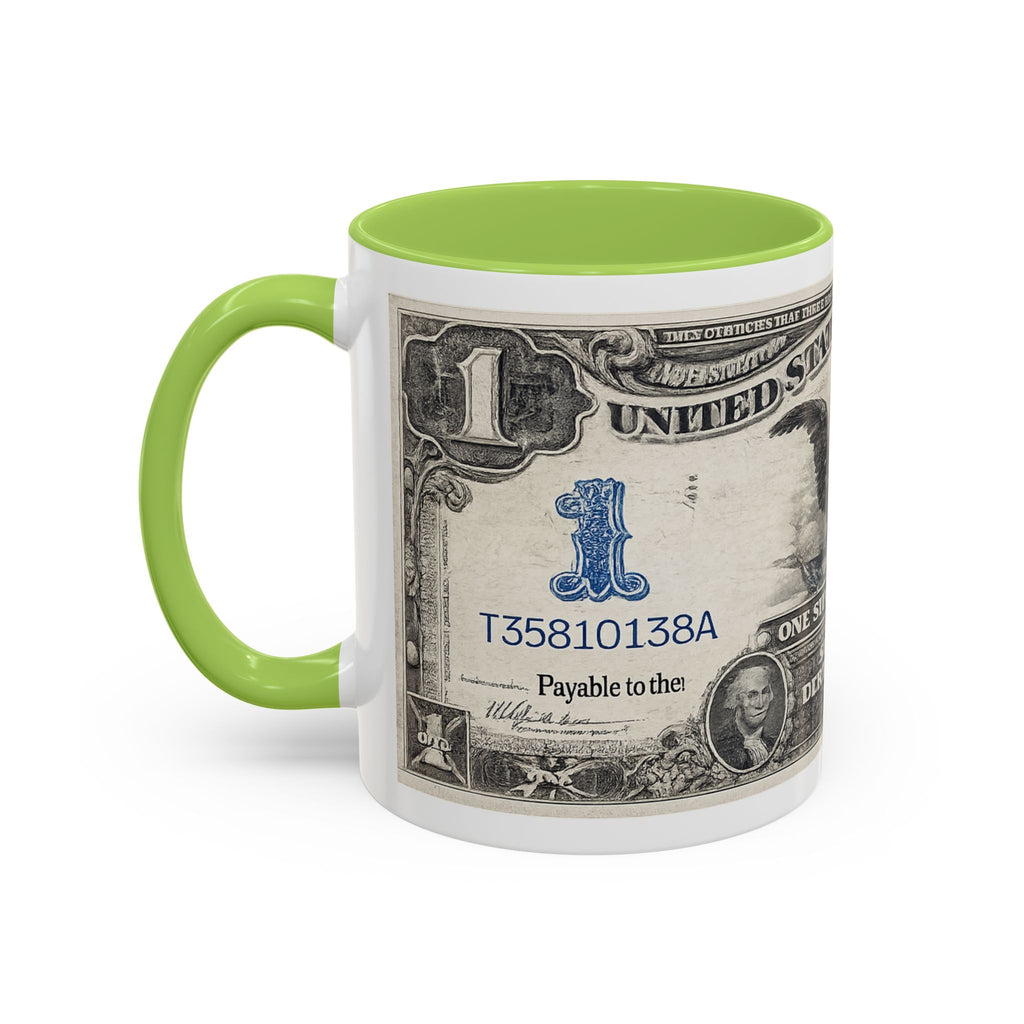 Dollar Bill Accent Coffee Mug — Vintage US Currency Design (11/15oz)