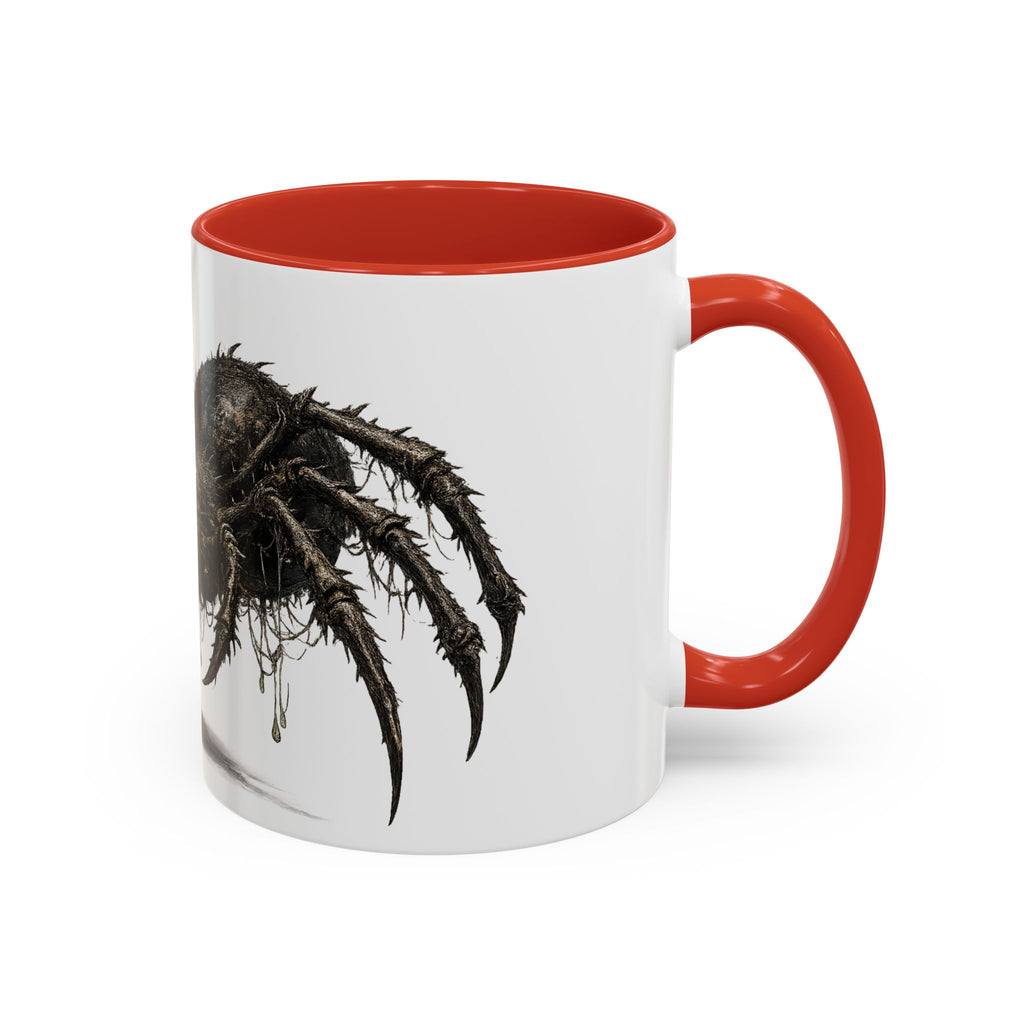Spider Horror Accent Coffee Mug — Creepy Red-Eyed Arachnid Design (11/15oz)