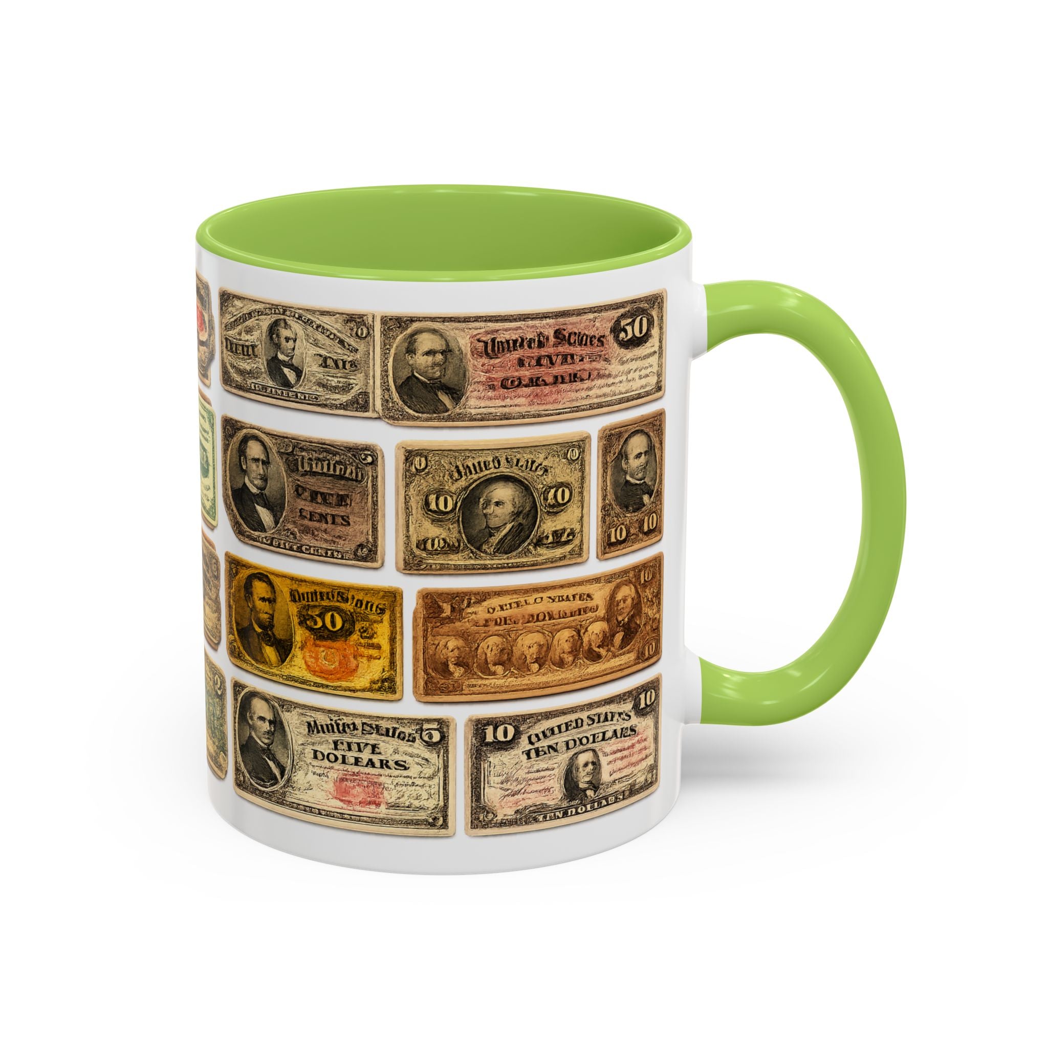 Vintage US Fractional Currency Coffee Mug – Retro Banknote Accent Mug (11/15 oz)