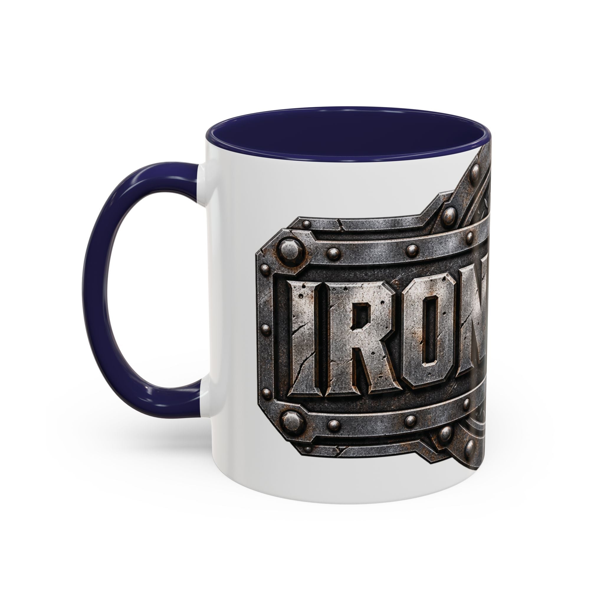Metal Shield Coffee Mug — 'Iron Clad' Rustic Industrial Accent Mug